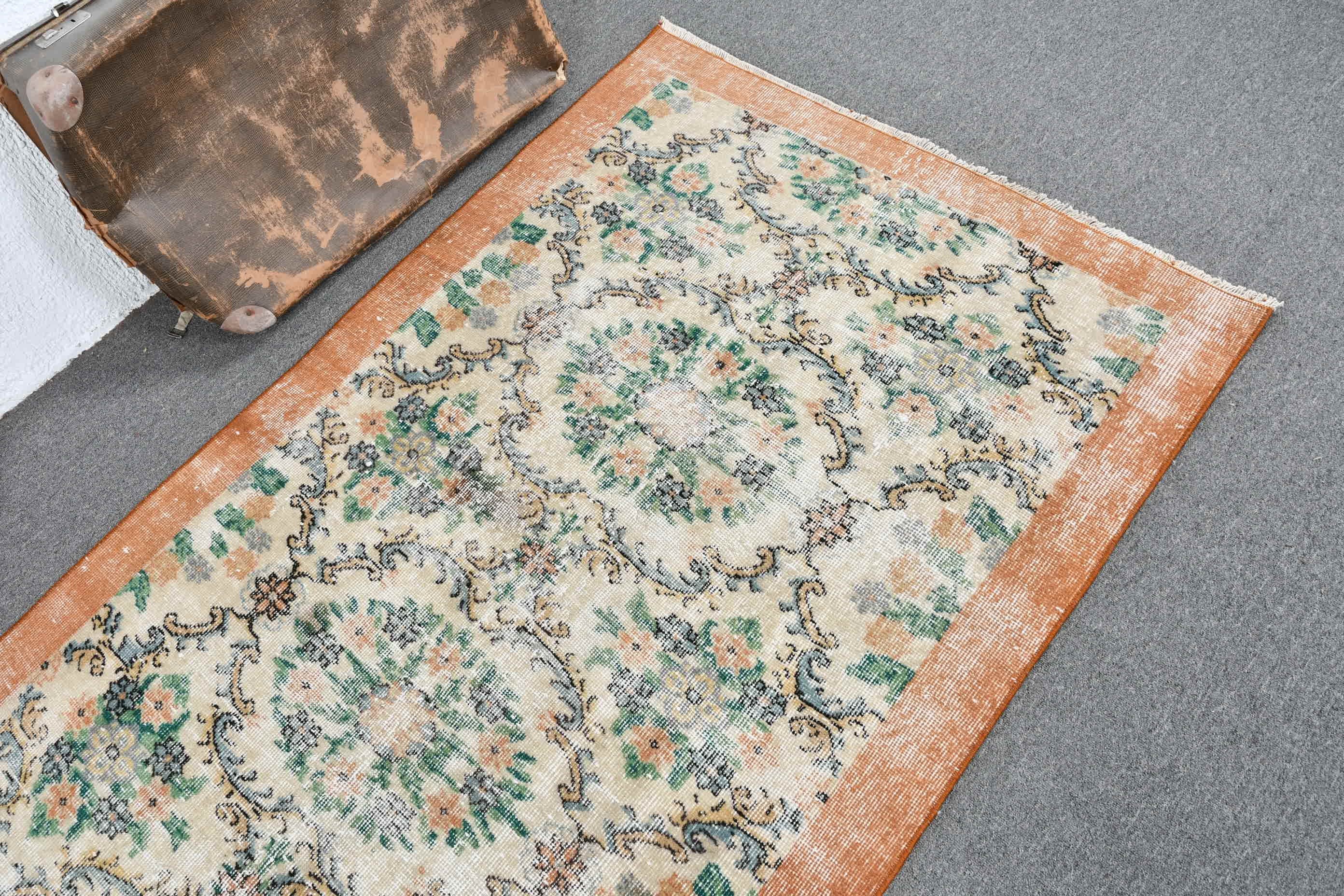 Oushak Halı, 3.6x6 ft Aksan Halıları, Türk Halısı, Vintage Halı, Özel Halı, Çocuk Odası Halıları, Çocuk Odası Halısı, Yatak Odası Halısı, Turuncu Yatak Odası Halıları