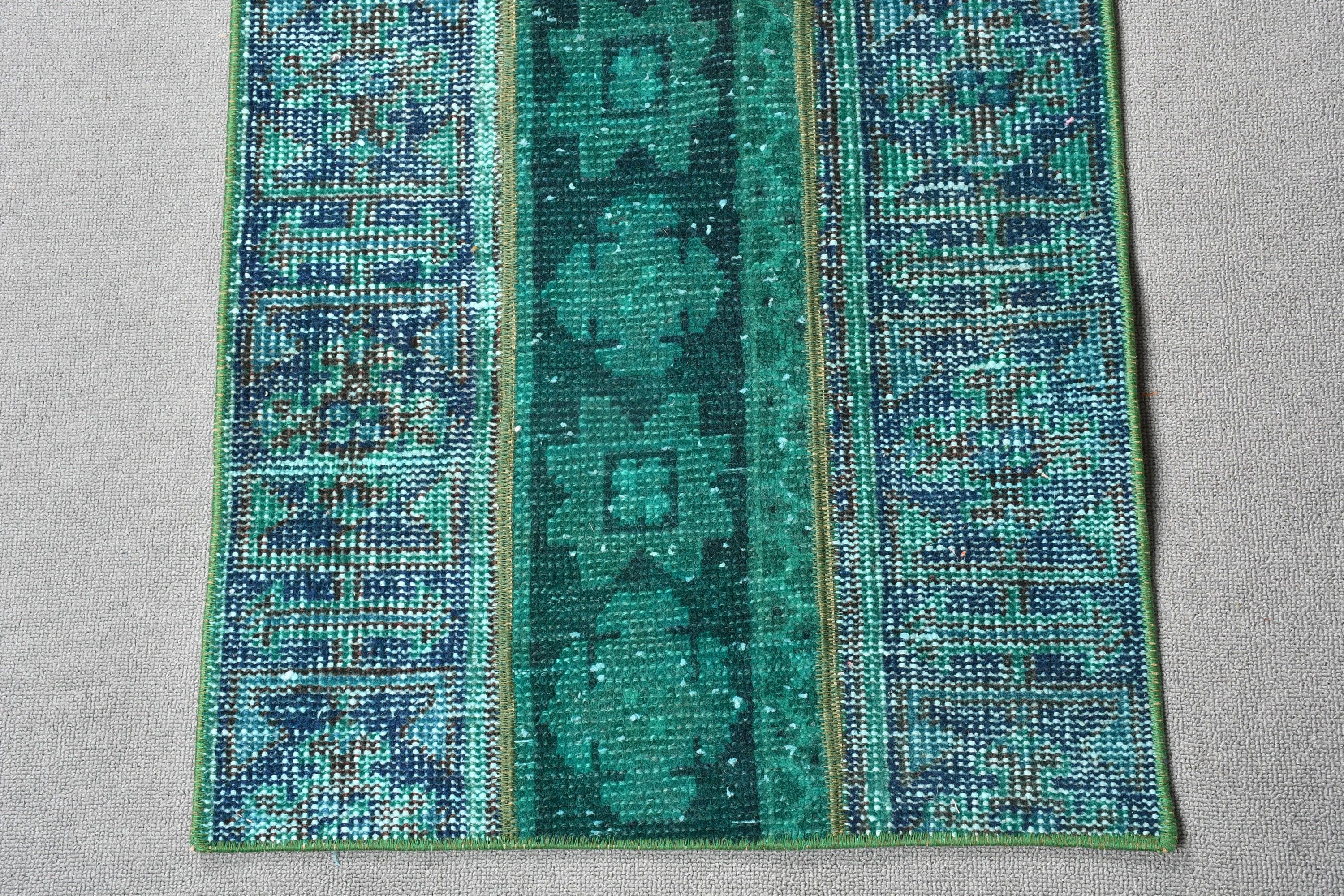 Türk Halıları, Yatak Odası Halıları, 1.8x3.6 ft Küçük Halı, Yeşil Oushak Halı, Yün Halılar, Paspas Halıları, Vintage Halı, Dekoratif Halı, Yatak Odası Halıları