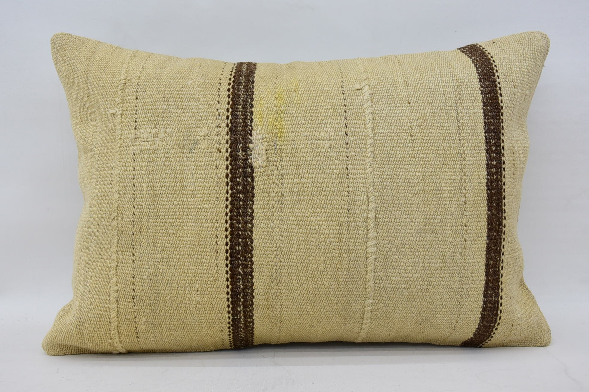 Pillow for Sofa, Crochet Pattern Pillow Case, Turkish Kilim Pillow, Boho Pillow, 16"x24" Beige Cushion, Kilim Rug Pillow