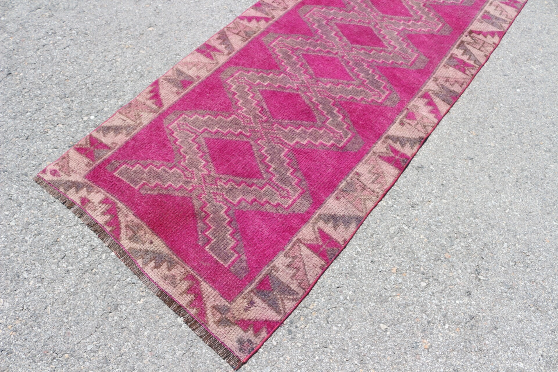 Turkish Rug, Stair Rug, Vintage Rugs, Corridor Rug, Pink Oushak Rug, Anatolian Rug, Rugs for Stair, Wool Rug, 3.1x10.6 ft Runner Rug