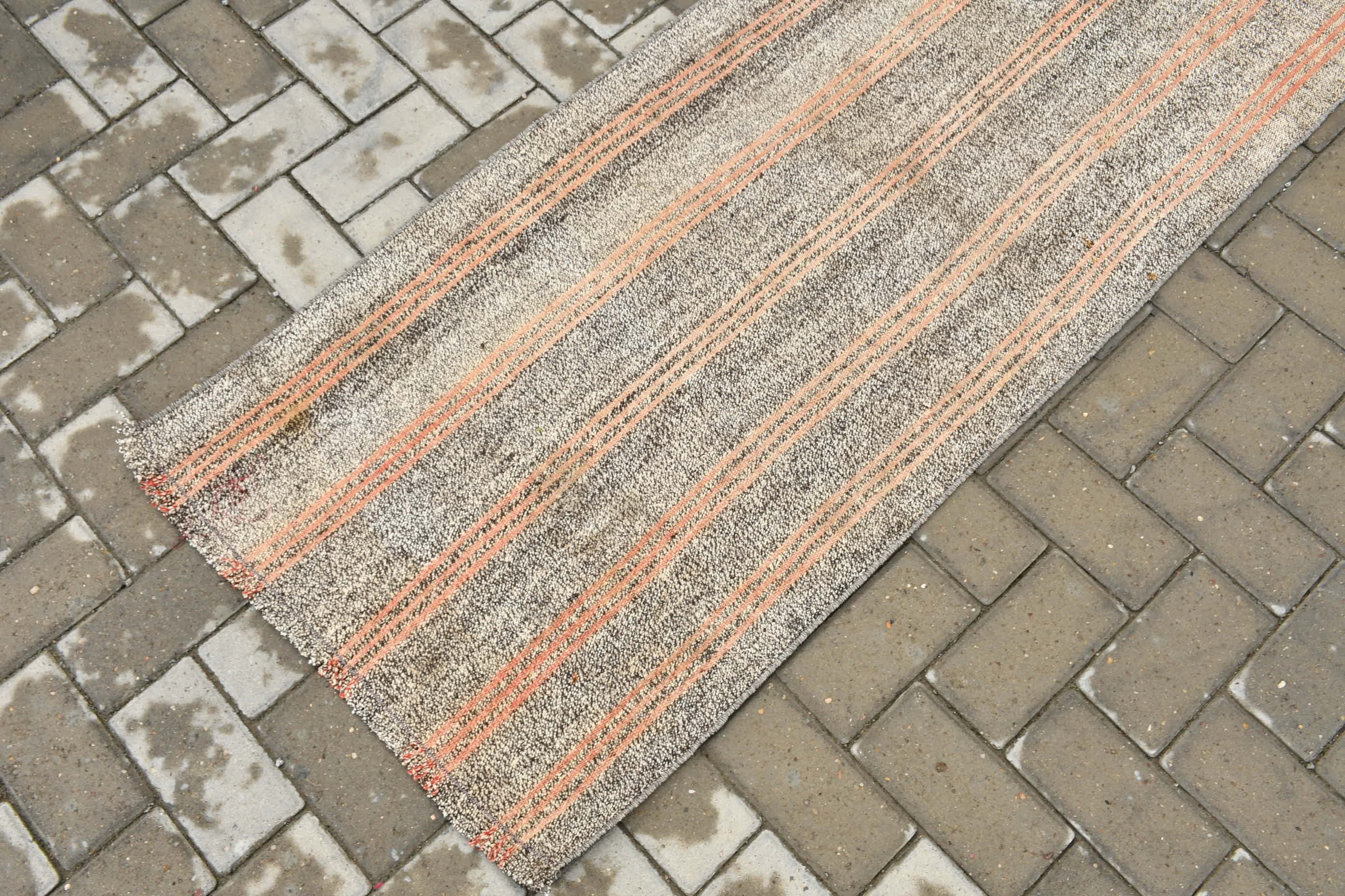 Vintage Halı, Mutfak Halıları, Oryantal Halı, Merdiven Halıları, Antika Halılar, 2.2x6.6 ft Runner Halı, Gri Oryantal Halı, Kilim, Soluk Halı, Türk Halıları