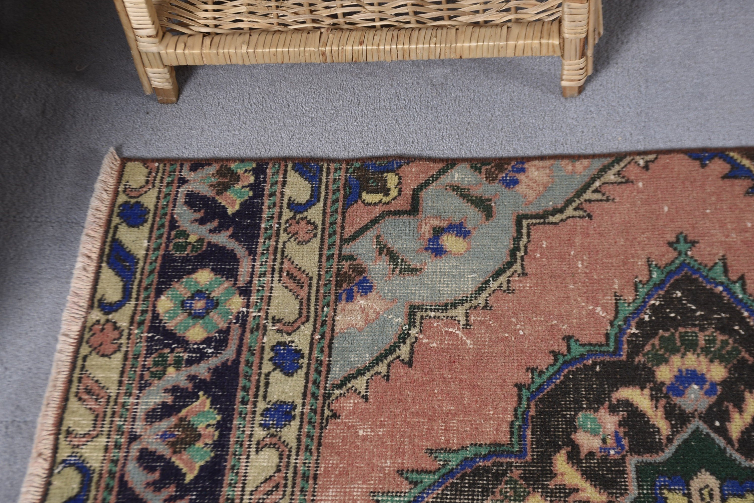 Aztek Halısı, Mavi Boho Halısı, 3x12,5 ft Runner Halısı, Vintage Halı, Modern Halı, Türk Halıları, Vintage Runner Halıları, Koridor Halıları