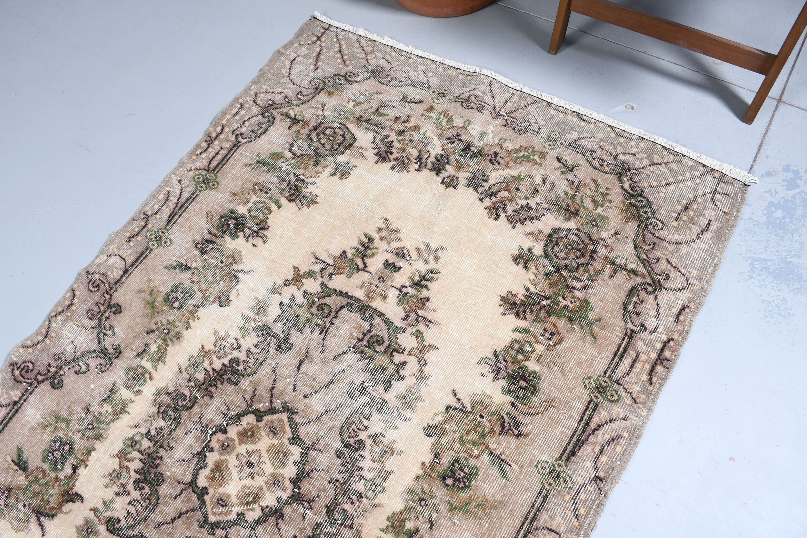 3.9x7.2 ft Area Rug, Home Decor Rug, Beige Floor Rugs, Rugs for Bedroom, Vintage Rugs, Bedroom Rug, Turkish Rugs, Dining Room Rug, Art Rug