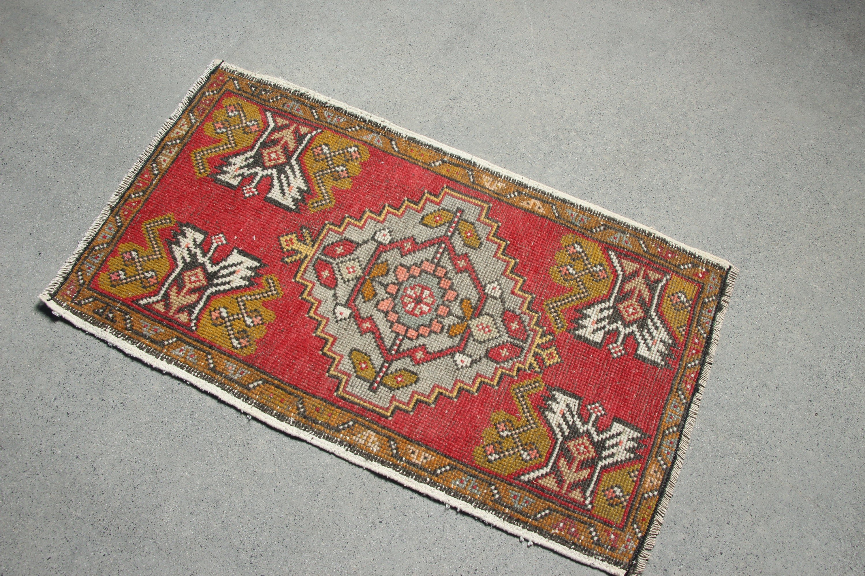 Red Moroccan Rugs, Bathroom Rugs, Tribal Rug, Turkish Rugs, Vintage Rug, Antique Rug, Rugs for Bathroom, 1.9x3.3 ft Small Rug, Kitchen Rug