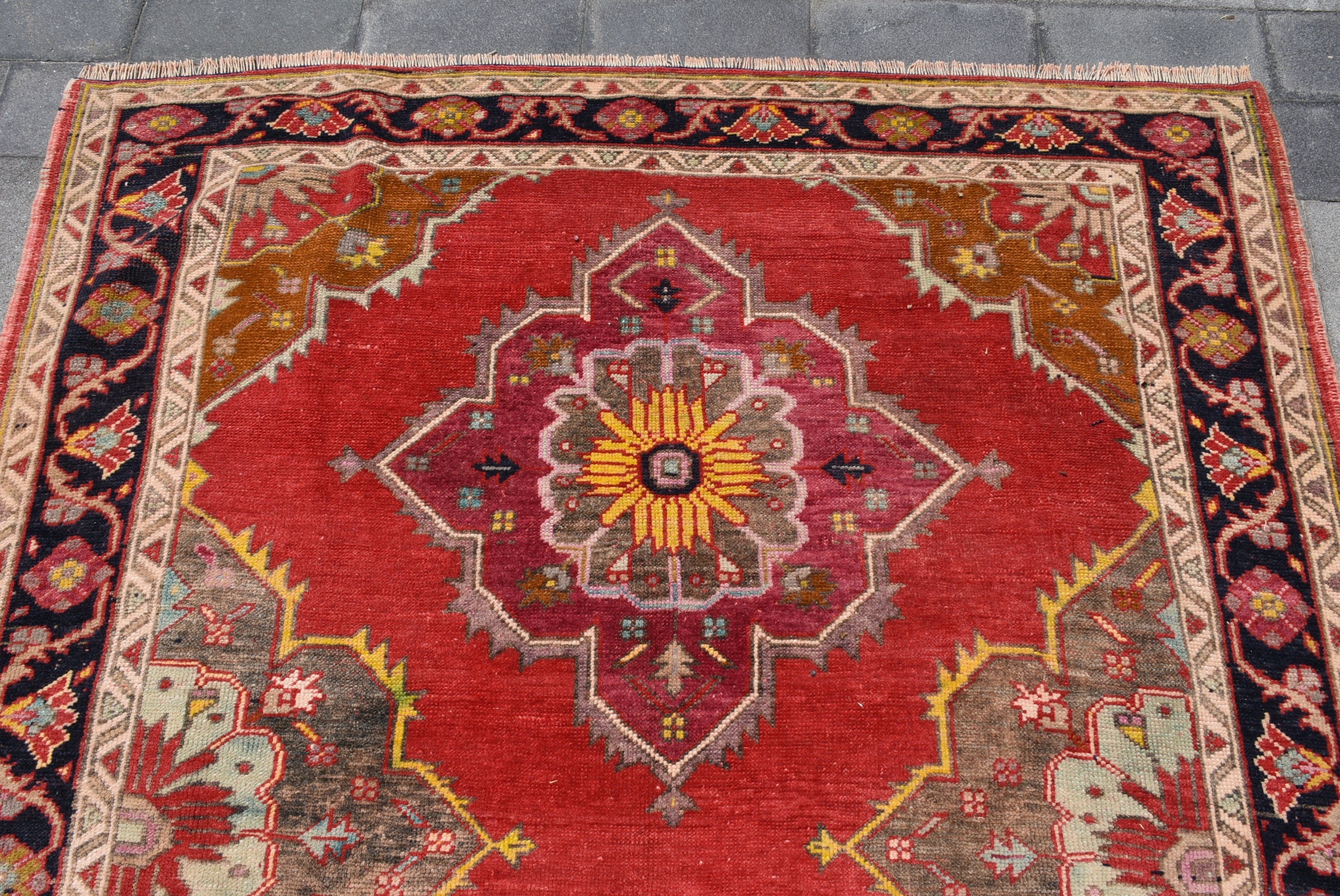 Yün Halı, Vintage Halılar, 5.1x11.5 ft Büyük Halı, Türk Halısı, Oturma Odası Halıları, Yurt Halısı, Kırmızı Ev Dekor Halısı, Anadolu Halıları, Yemek Odası Halısı