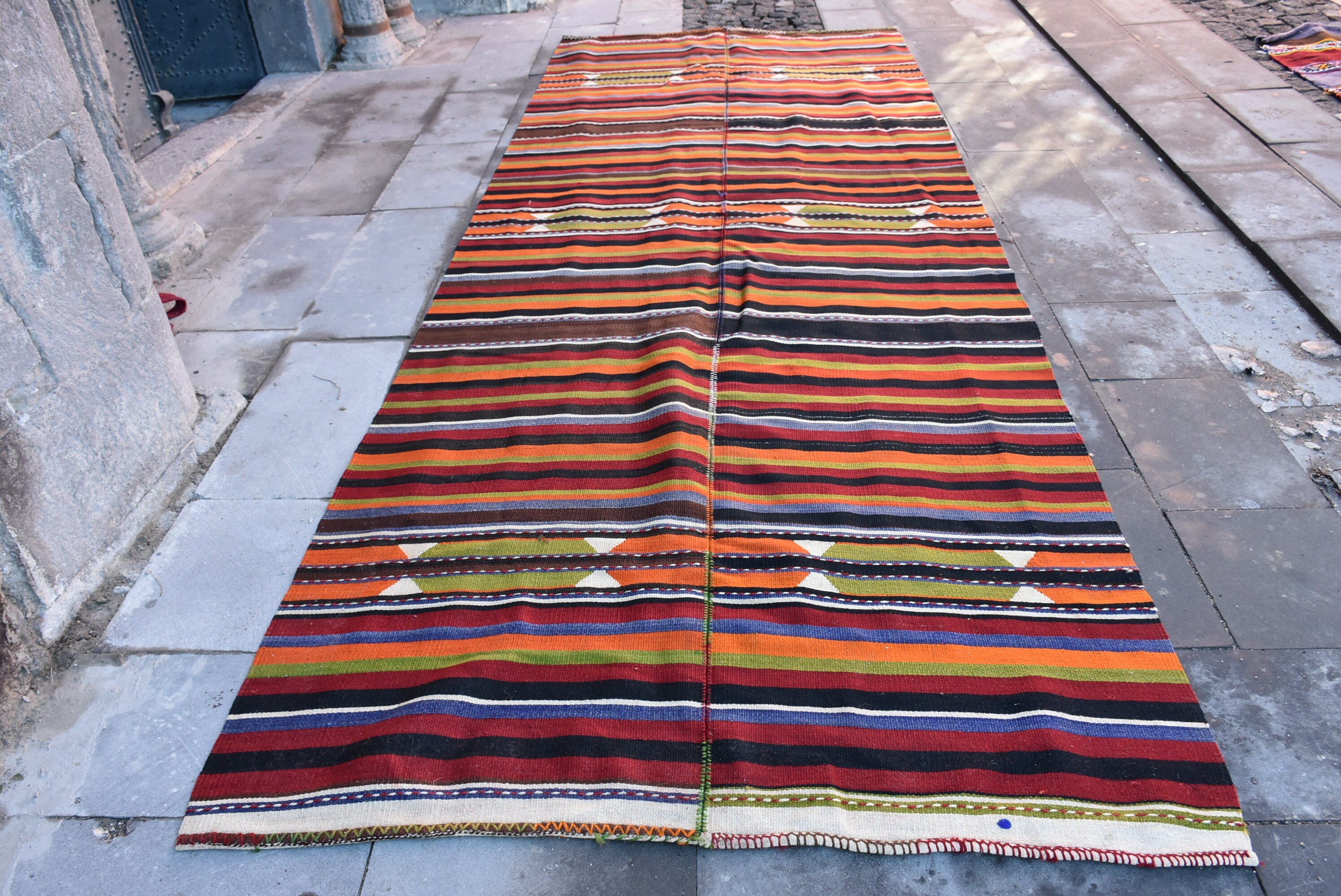 Vintage Rug, Red Wool Rug, Hallway Rug, Oriental Rug, 4.8x12.5 ft Runner Rug, Handmade Rug, Antique Rug, Kilim, Turkish Rug, Kitchen Rugs