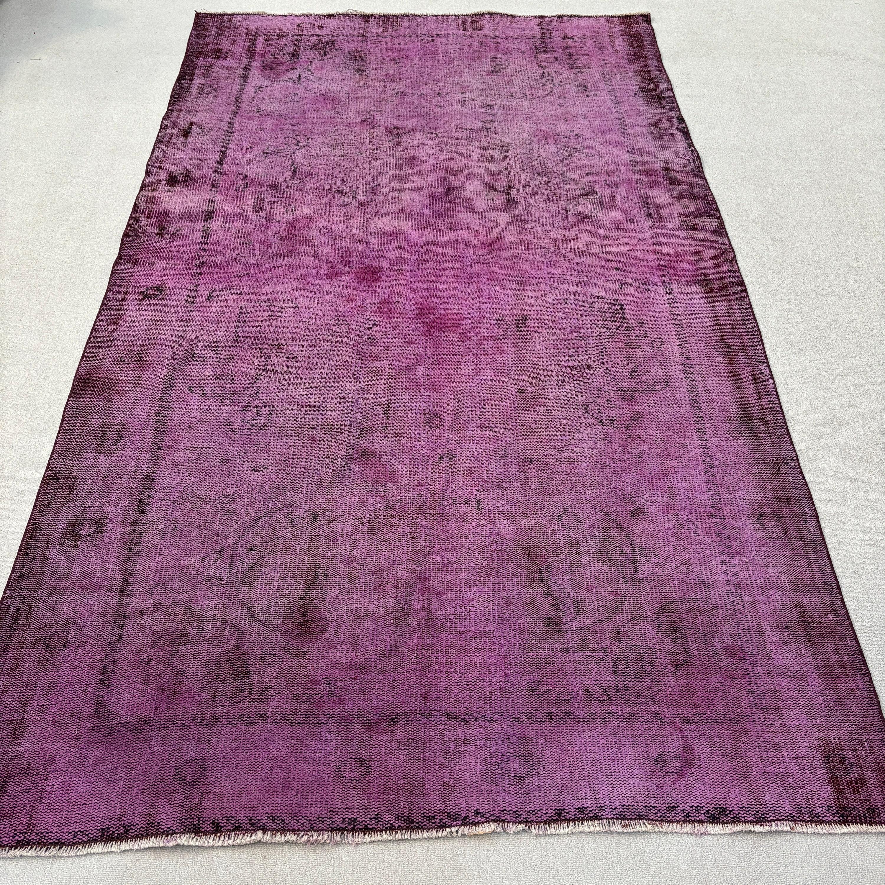 5.5x9.7 ft Büyük Halı, Yemek Odası Halısı, El Dokuma Halı, Vintage Halılar, Türk Halıları, Mor Yatak Odası Halıları, Büyük Vintage Halı