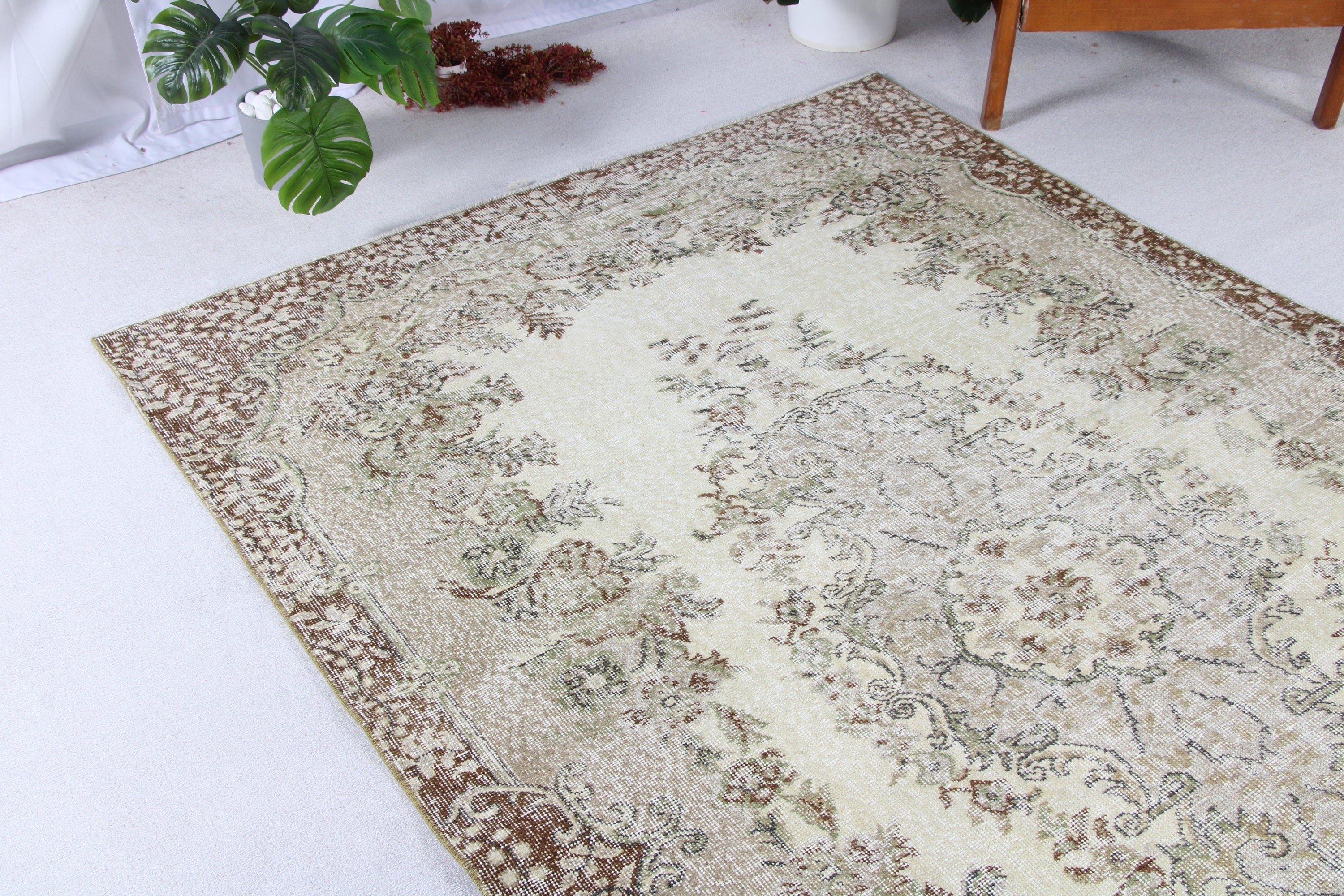 Yeşil Fas Halısı, Büyük Vintage Halılar, 5.3x8.5 ft Büyük Halı, Vintage Halı, Düz Dokuma Halılar, Lüks Halılar, Salon Halısı, Türk Halıları, Boho Halıları