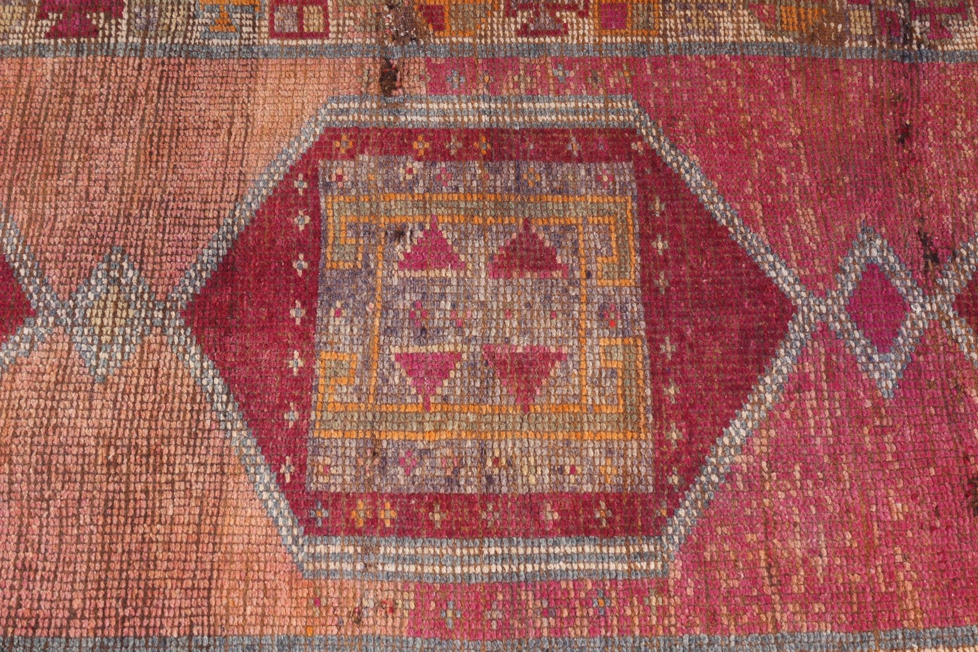 Vintage Rugs, Purple Oushak Rugs, Moroccan Rug, Rugs for Corridor, Turkish Rug, Kitchen Rug, Wool Rug, 3.1x9.8 ft Runner Rugs, Ethnic Rugs