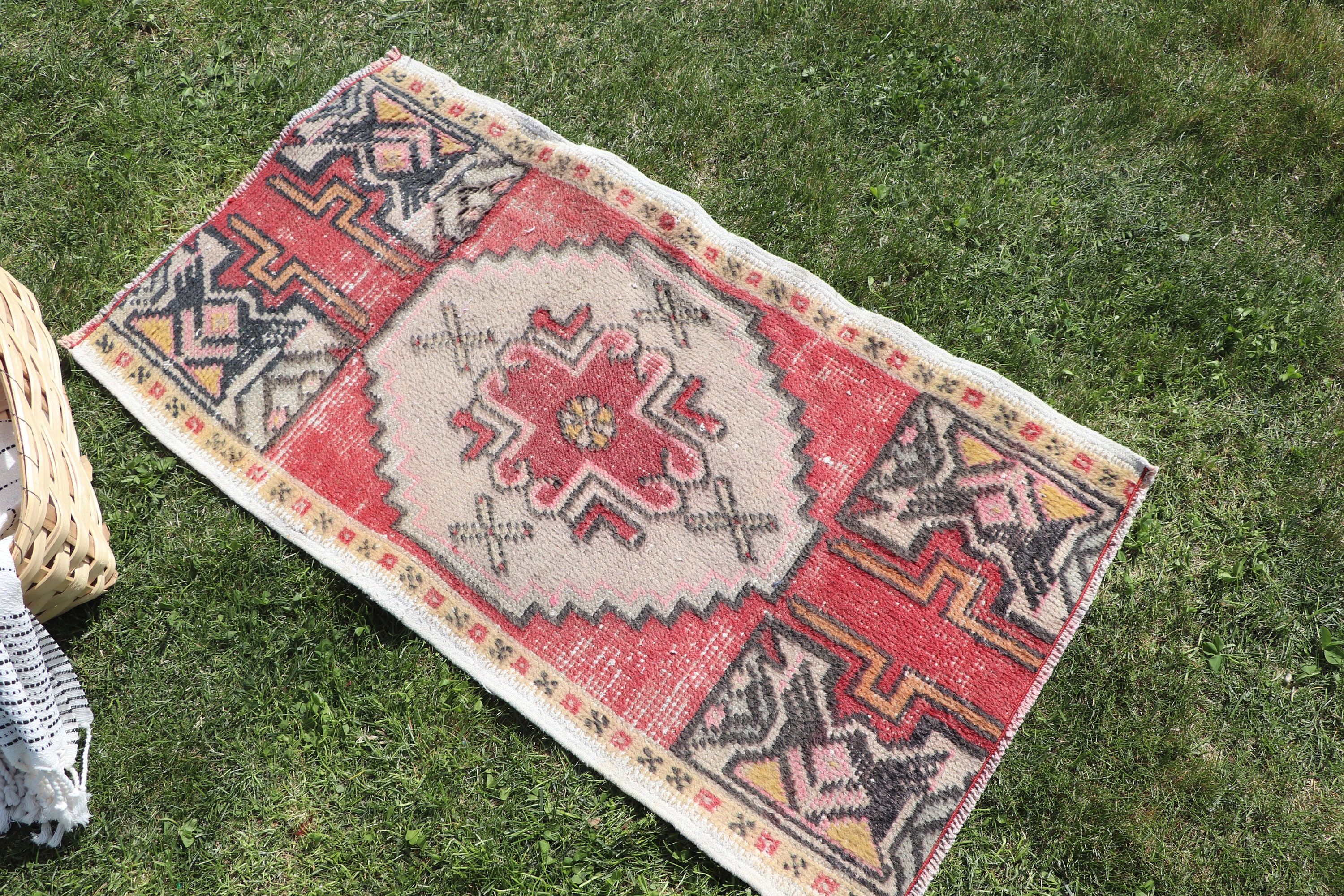 Statement Rugs, Turkish Rugs, Cool Rugs, Red Cool Rug, Rugs for Nursery, 1.6x3 ft Small Rug, Car Mat Rug, Kitchen Rugs, Vintage Rugs