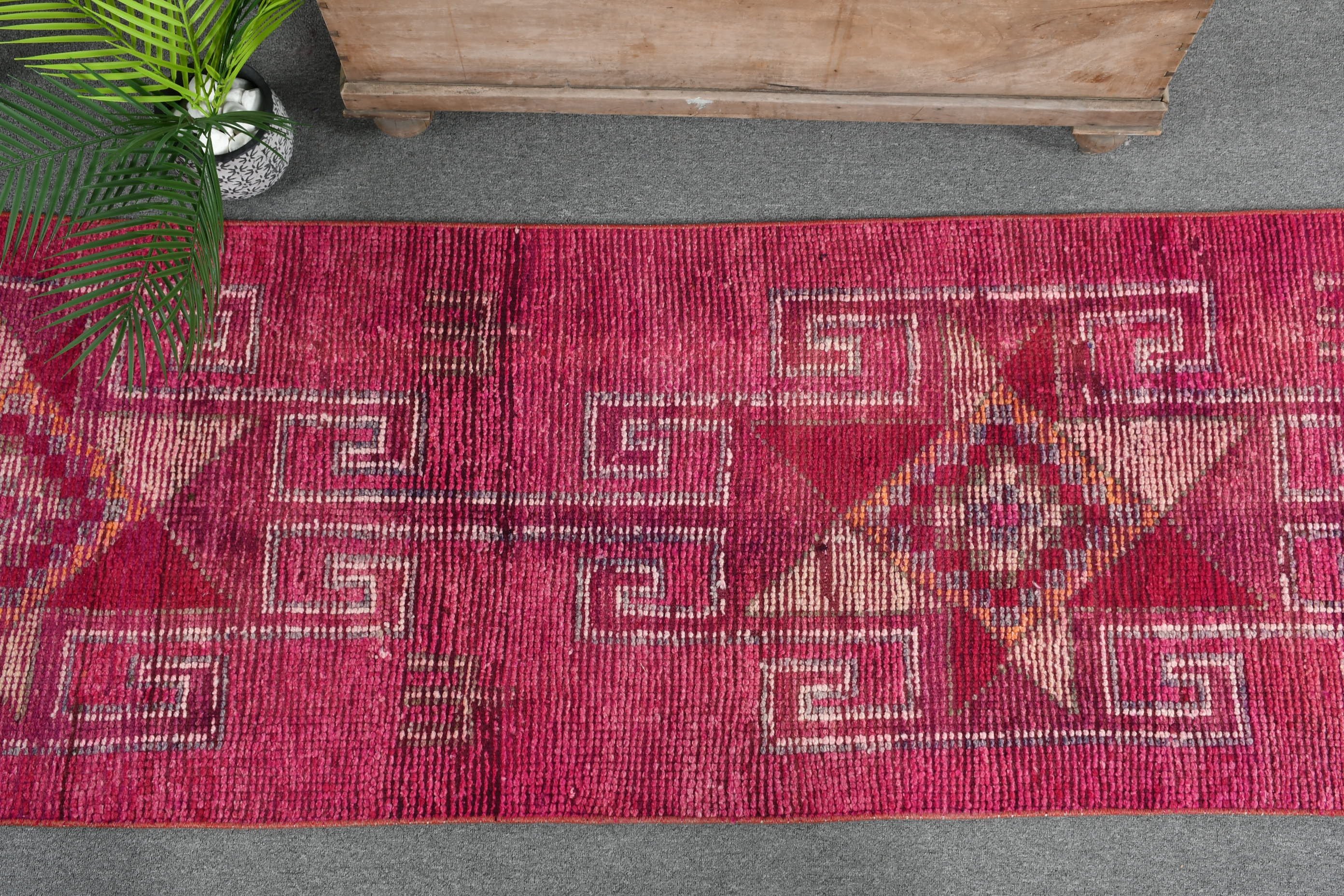 Pink  2.6x10.1 ft Runner Rugs, Kitchen Rug, Cool Rug, Rugs for Kitchen, Vintage Rug, Turkish Rug, Hallway Rug, Distressed Rug