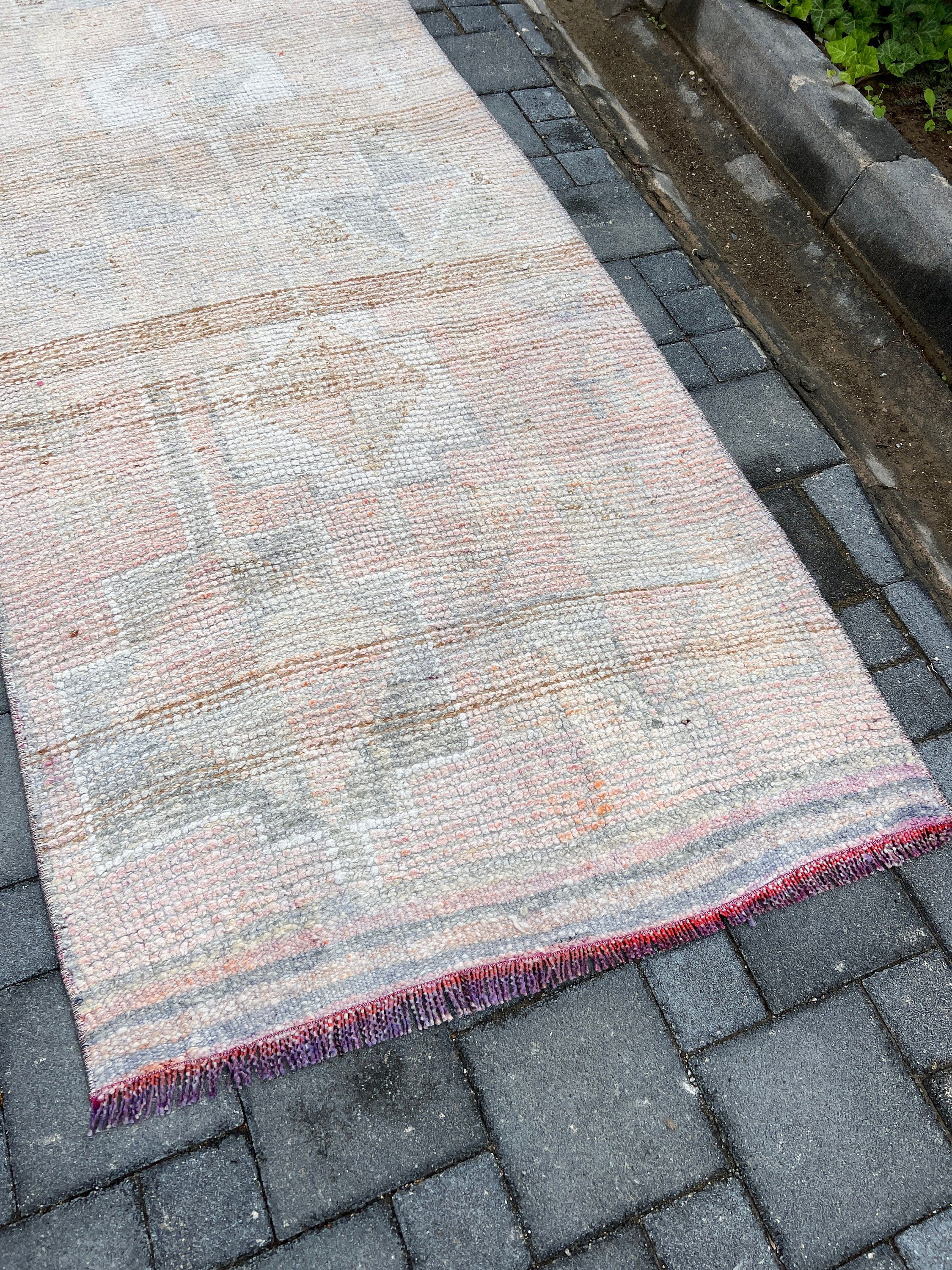 Vintage Rug, Pink Bedroom Rugs, Corridor Rug, Wool Rugs, Kitchen Rugs, 3.2x9.9 ft Runner Rug, Rugs for Runner, Anatolian Rugs, Turkish Rug