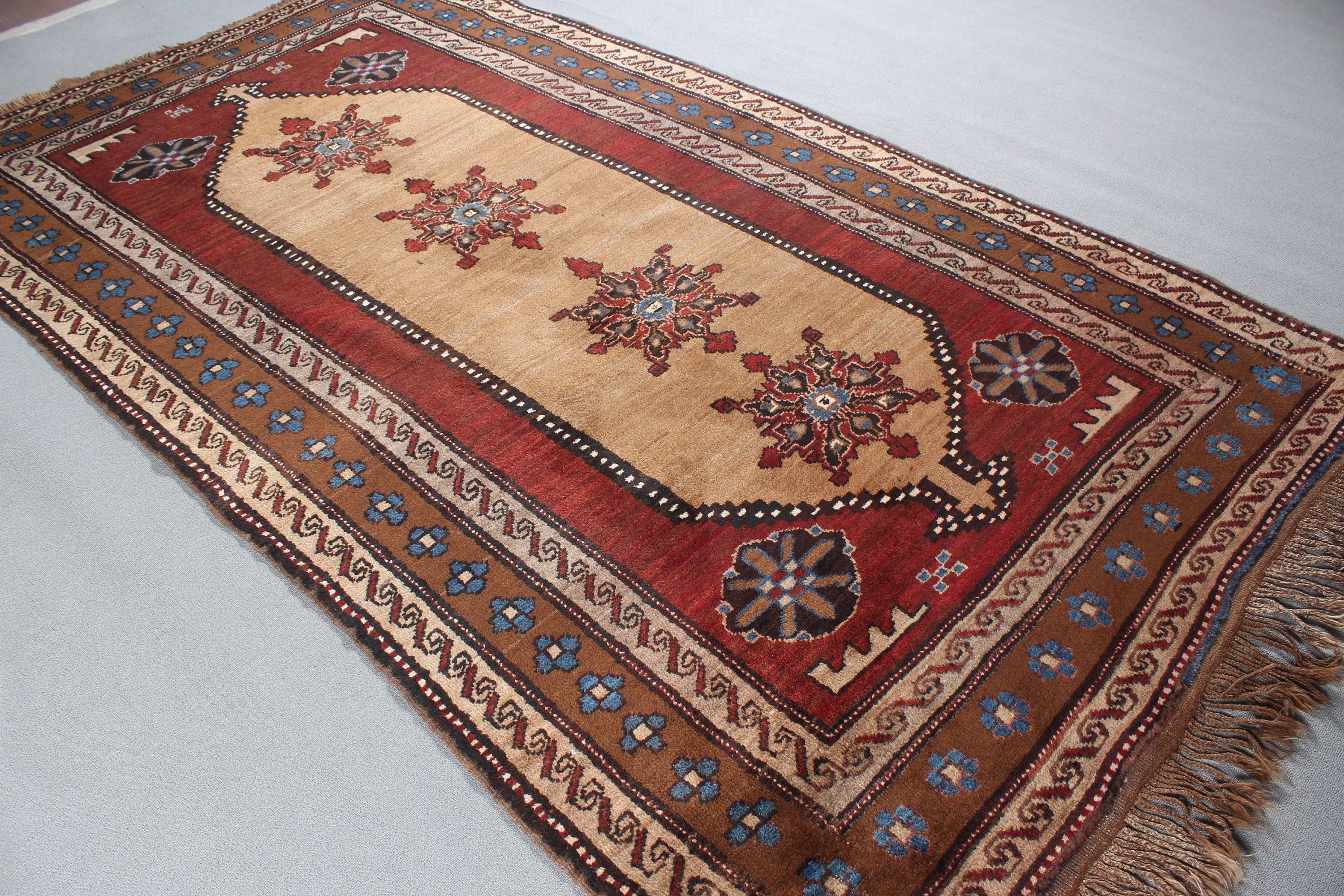 5.4x9.7 ft Büyük Halı, Düz Dokuma Halı, Kahverengi Antika Halı, Büyük Oushak Halı, Oturma Odası Halısı, Vintage Halılar, Yer Halıları, Yün Halı, Türk Halısı