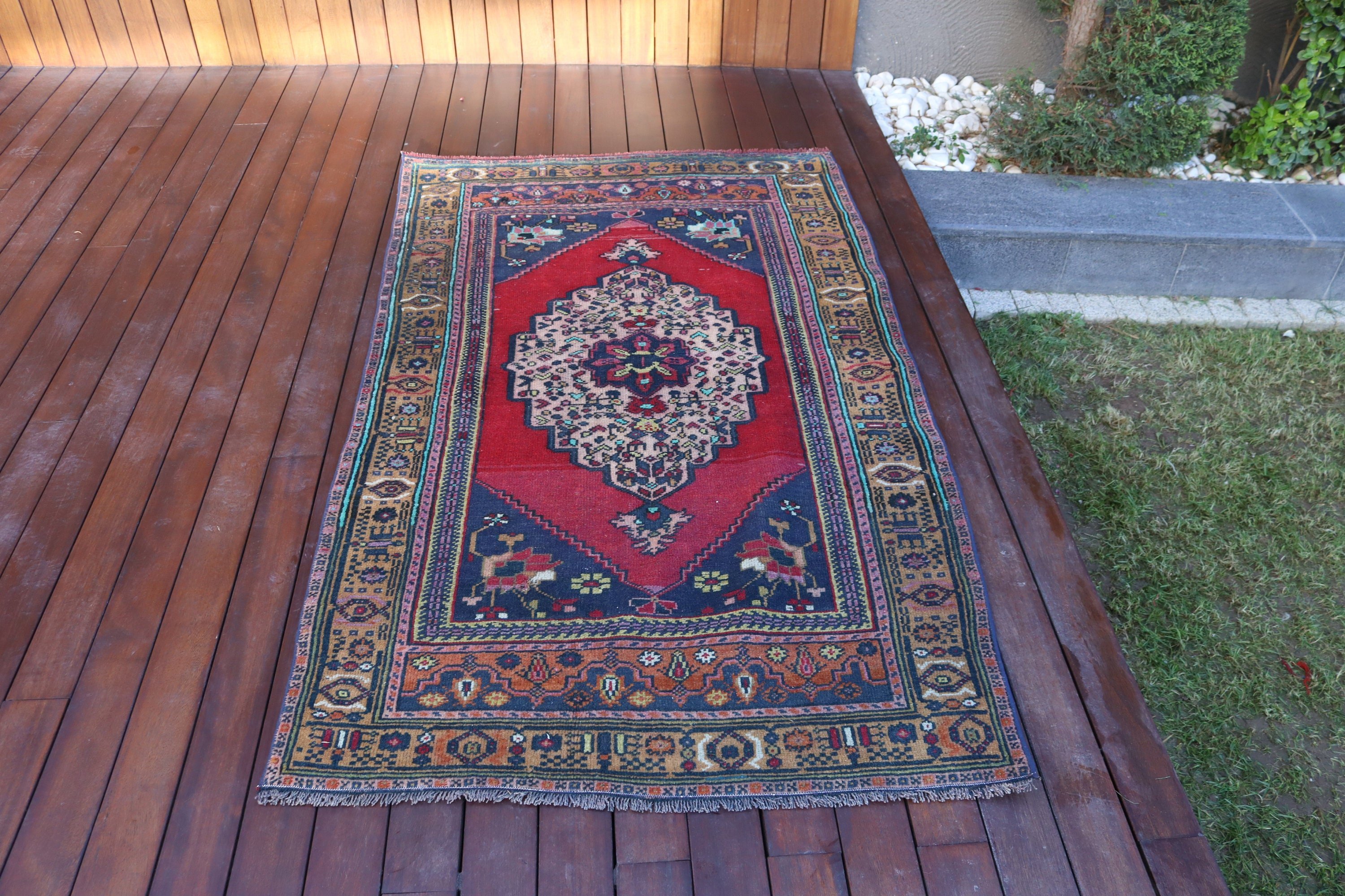 Office Rugs, Turkish Rug, Red Oriental Rugs, Home Decor Rug, Bedroom Rugs, Rugs for Entry, Vintage Rugs, Wool Rug, 3.3x5.7 ft Accent Rug