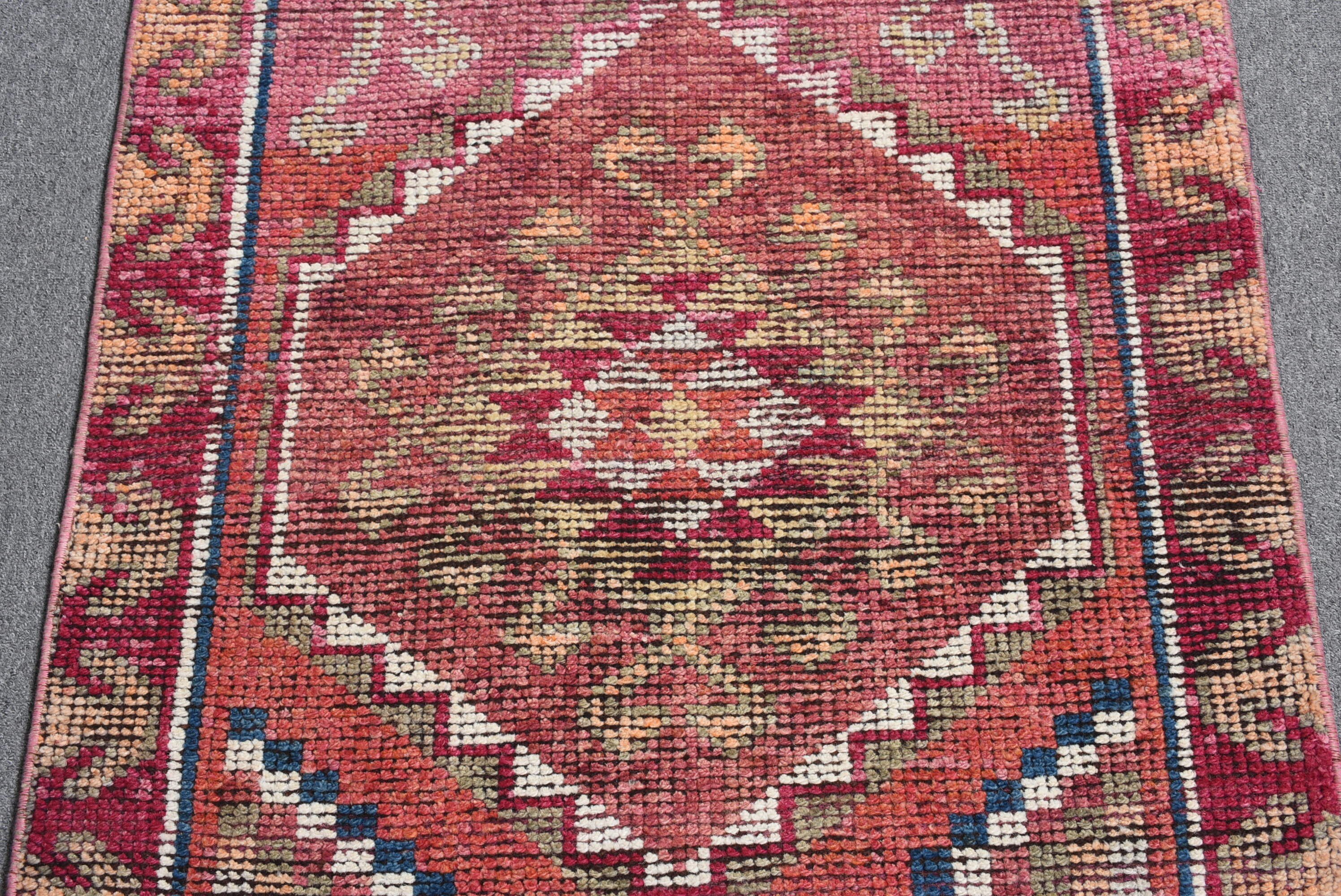 Turkish Rugs, 2.8x10.3 ft Runner Rug, Rugs for Kitchen, Kitchen Rug, Moroccan Rug, Vintage Rugs, Bright Rug, Pink Wool Rugs