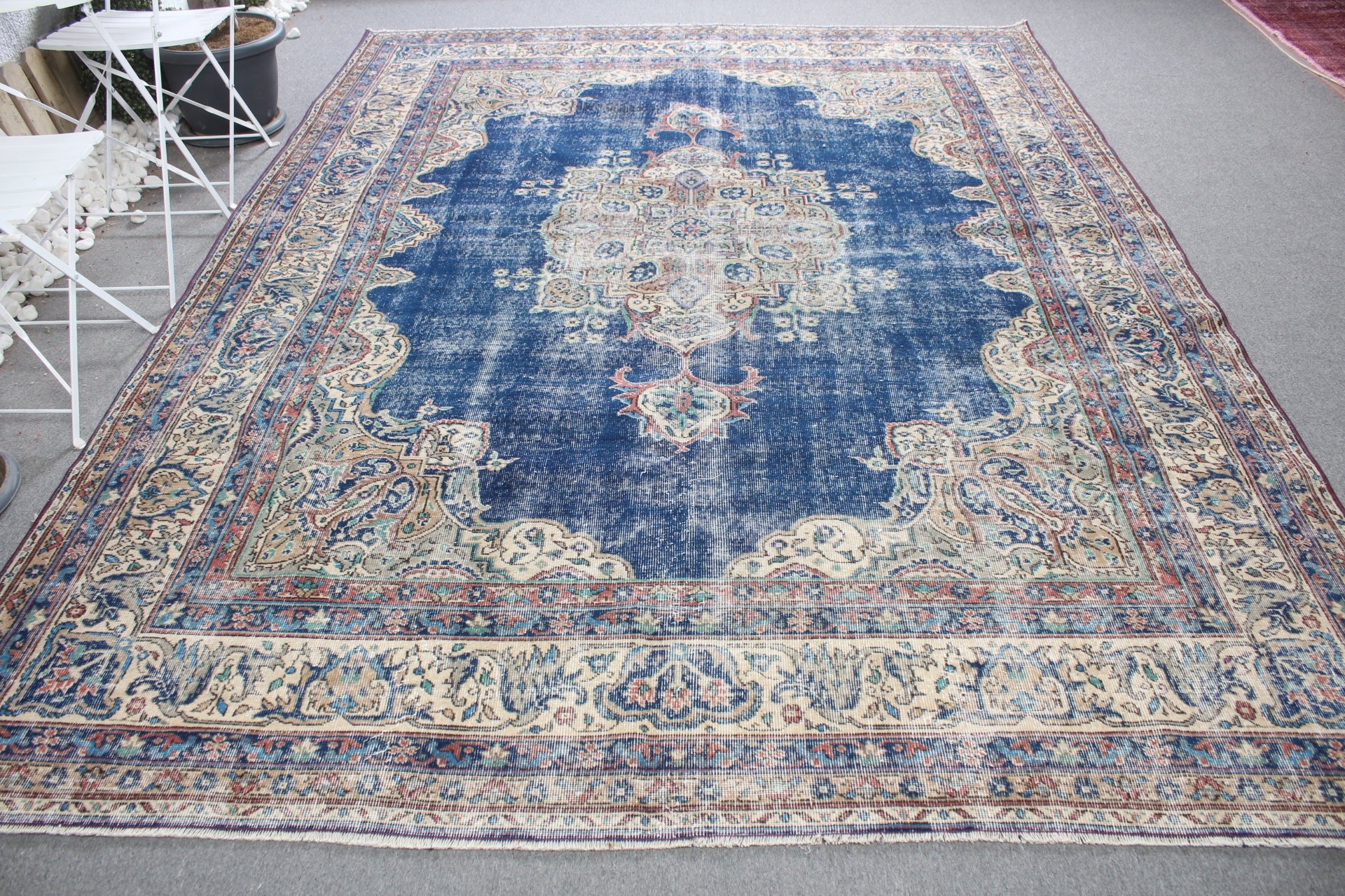 Türk Halısı, Havalı Halı, Vintage Halı, Fas Halısı, Yurt Halısı, 7.8x10.7 ft Büyük Boy Halılar, Yemek Odası Halıları, Mavi Fas Halıları, Salon Halısı