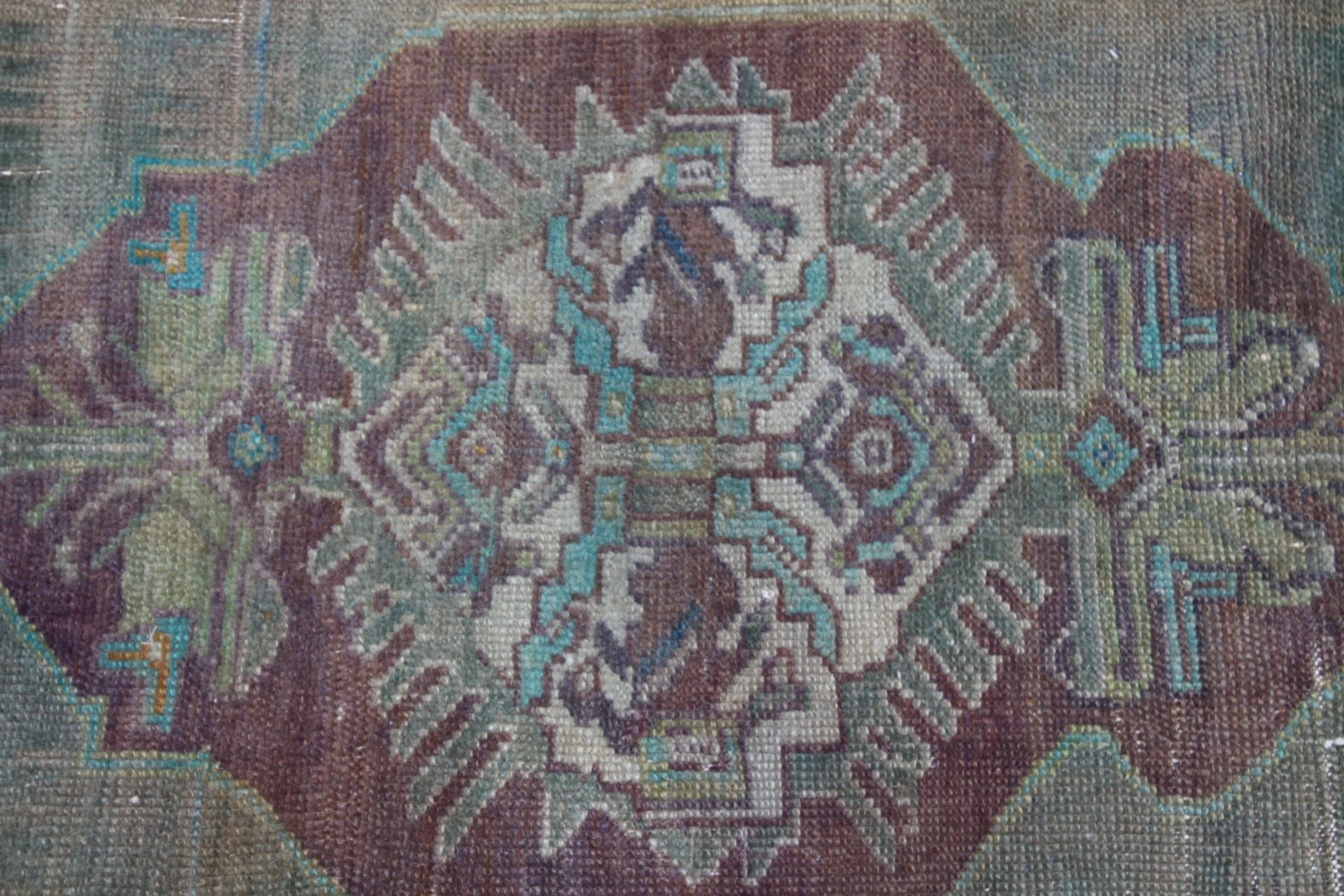 Eski Halılar, Türk Halısı, 1.3x2.9 ft Küçük Halı, Vintage Halılar, Oryantal Halı, Yeşil Oryantal Halılar, Banyo Halıları, Kapı Paspası Halısı, Mutfak Halısı