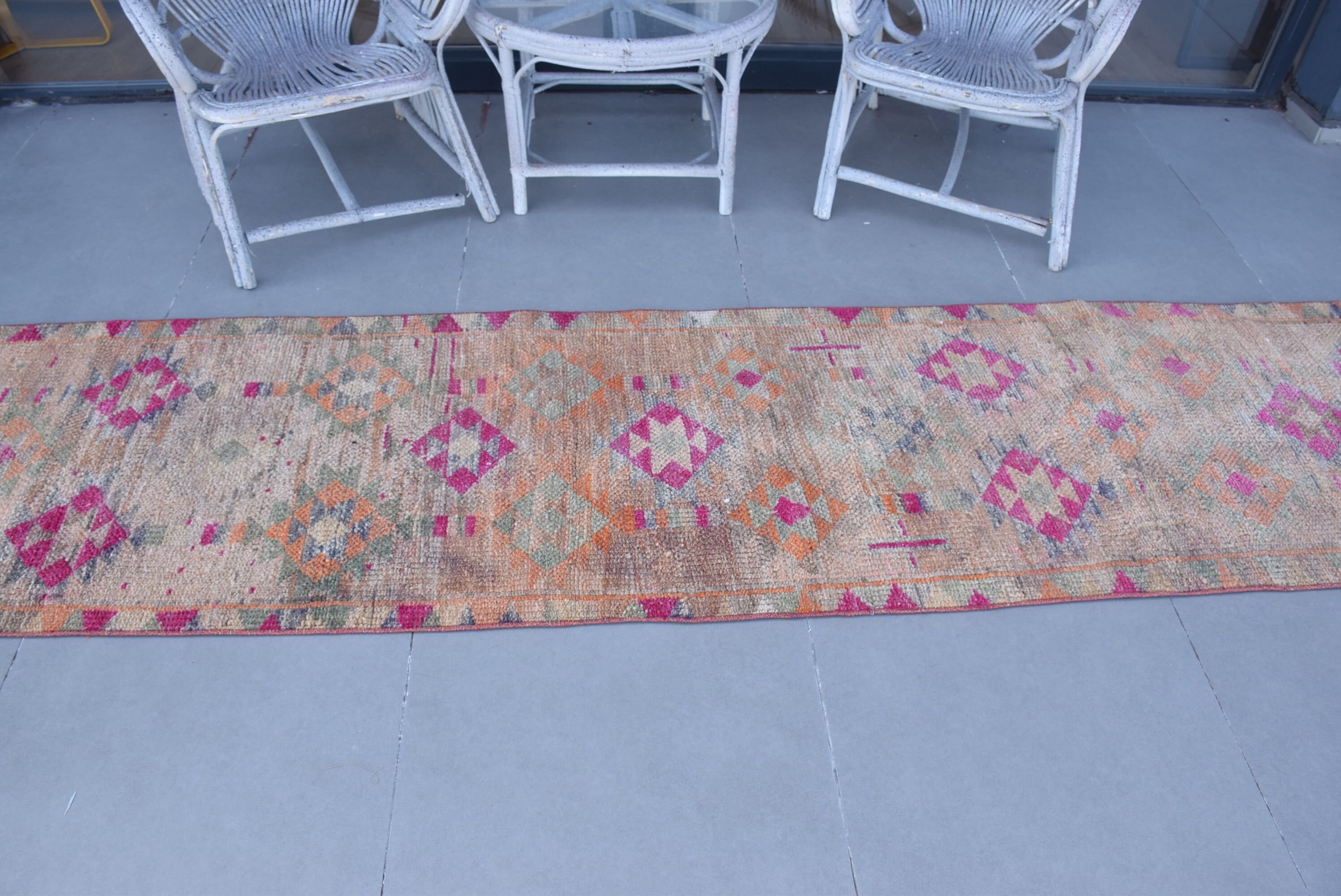 2.5x12.3 ft Runner Rug, Vintage Rugs, Corridor Rug, Art Rug, Anatolian Rugs, Pink Bedroom Rugs, Kitchen Rug, Rugs for Hallway, Turkish Rugs