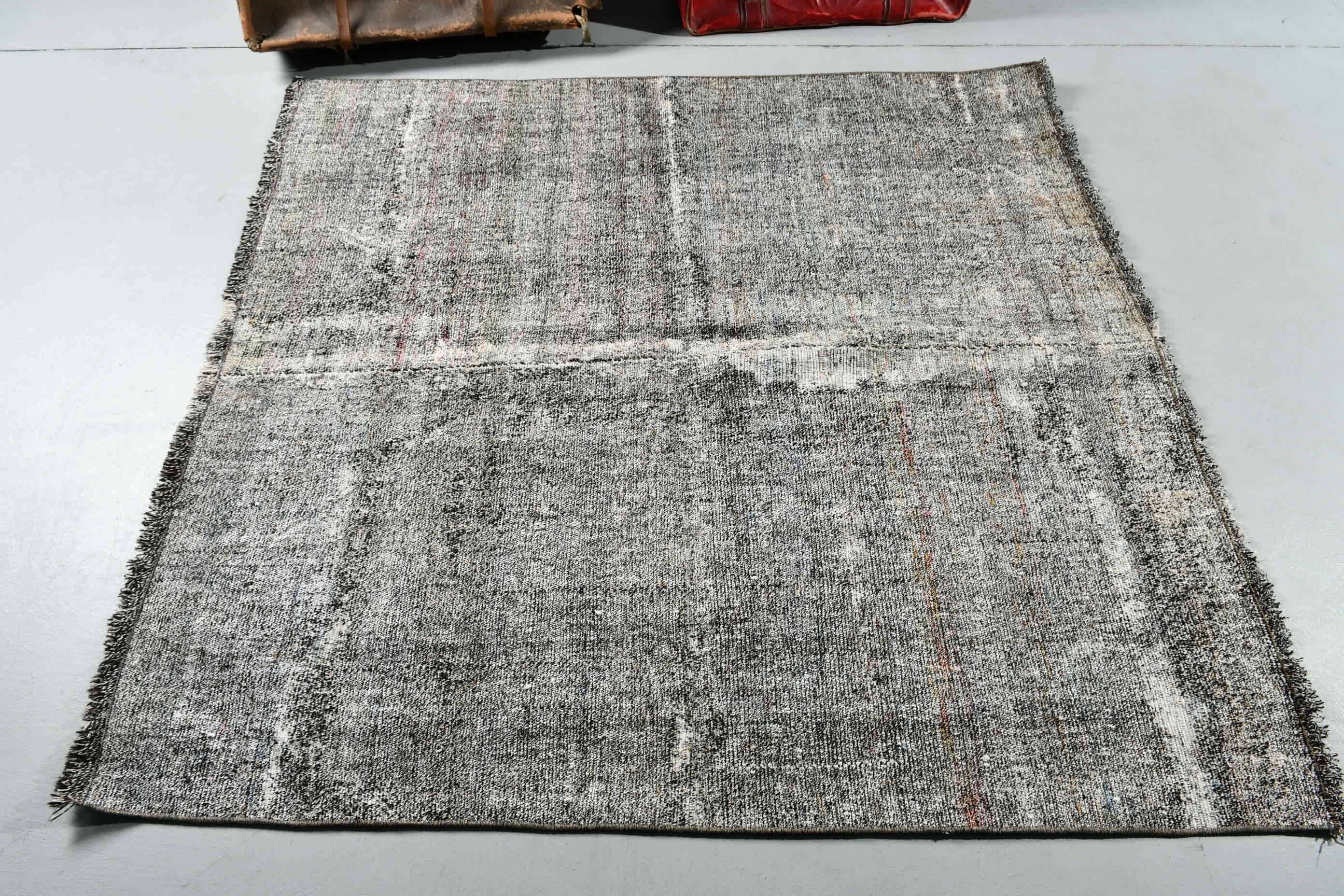 Living Room Rugs, Black Cool Rugs, Antique Rug, Cool Rugs, Kilim, Cute Rug, Dining Room Rug, 5x5.1 ft Area Rug, Turkish Rug, Vintage Rug