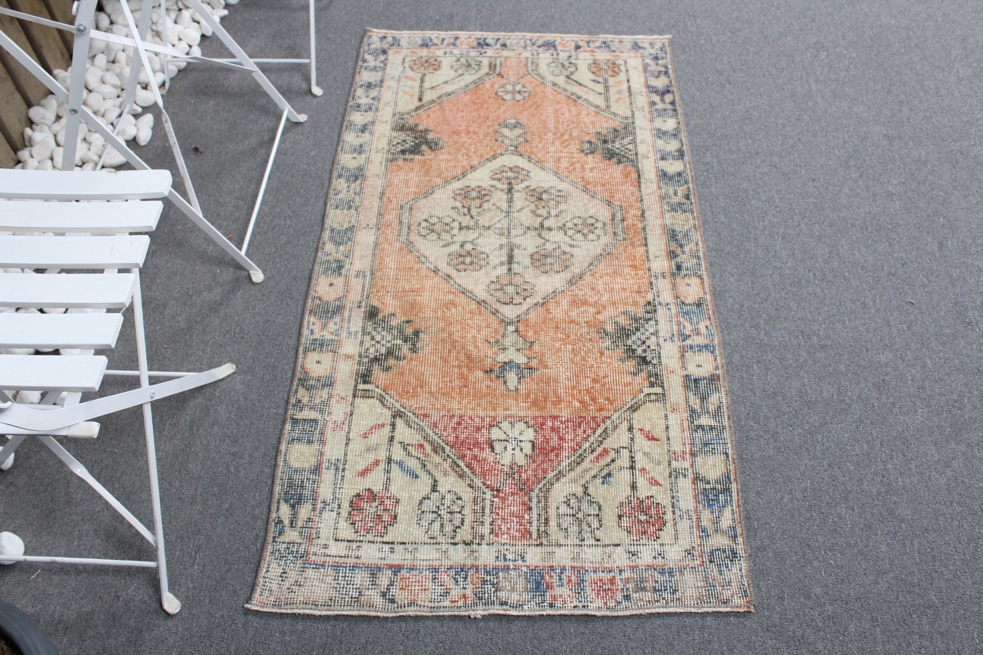 Nursery Rug, Turkish Rug, 2.4x4.5 ft Small Rugs, Orange Floor Rugs, Rugs for Door Mat, Oriental Rug, Bath Rug, Vintage Rug, Floor Rug