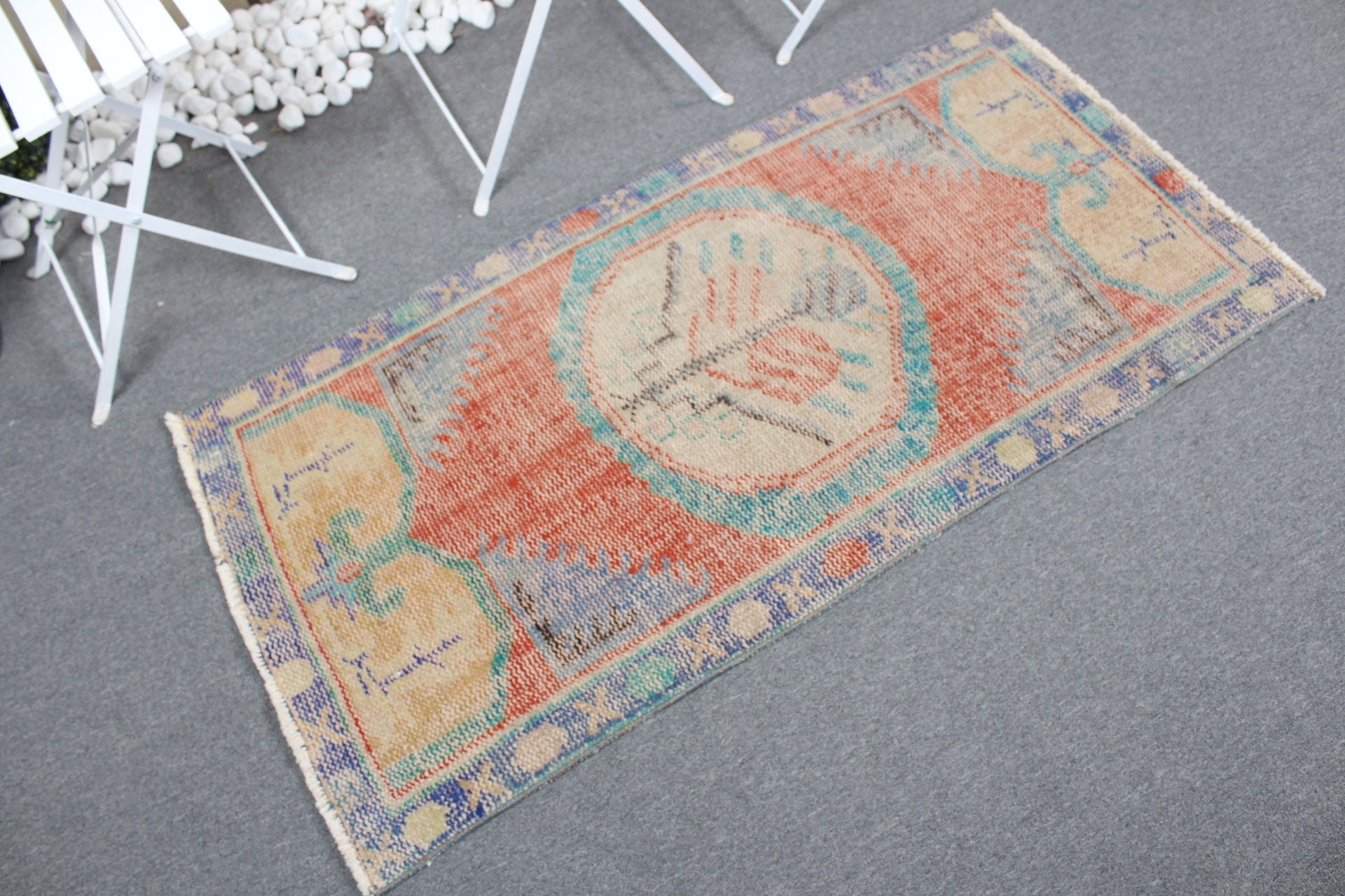 Nursery Rug, 2.4x4.8 ft Small Rug, Turkish Rug, Red Oushak Rug, Oushak Rugs, Vintage Rug, Rugs for Bathroom, Bath Rugs