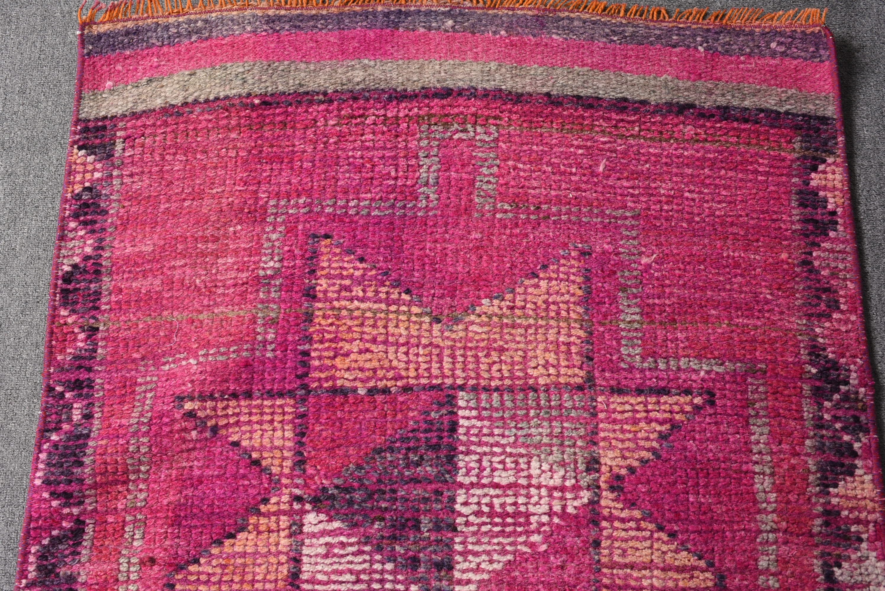 Pink Antique Rug, 2.5x9 ft Runner Rug, Stair Rug, Hallway Rug, Art Rugs, Rugs for Runner, Turkish Rugs, Kitchen Rug, Vintage Rug, Floor Rug