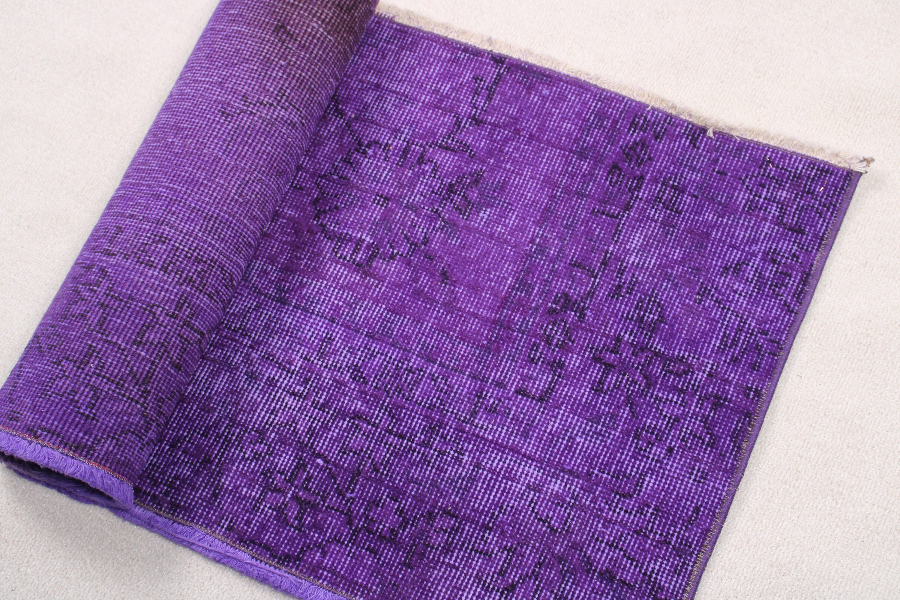 2.9x1.6 ft Small Rug, Modern Rug, Purple Handwoven Rug, Vintage Rugs, Turkish Rug, Small Vintage Rugs, Geometric Rug, Bathroom Rugs