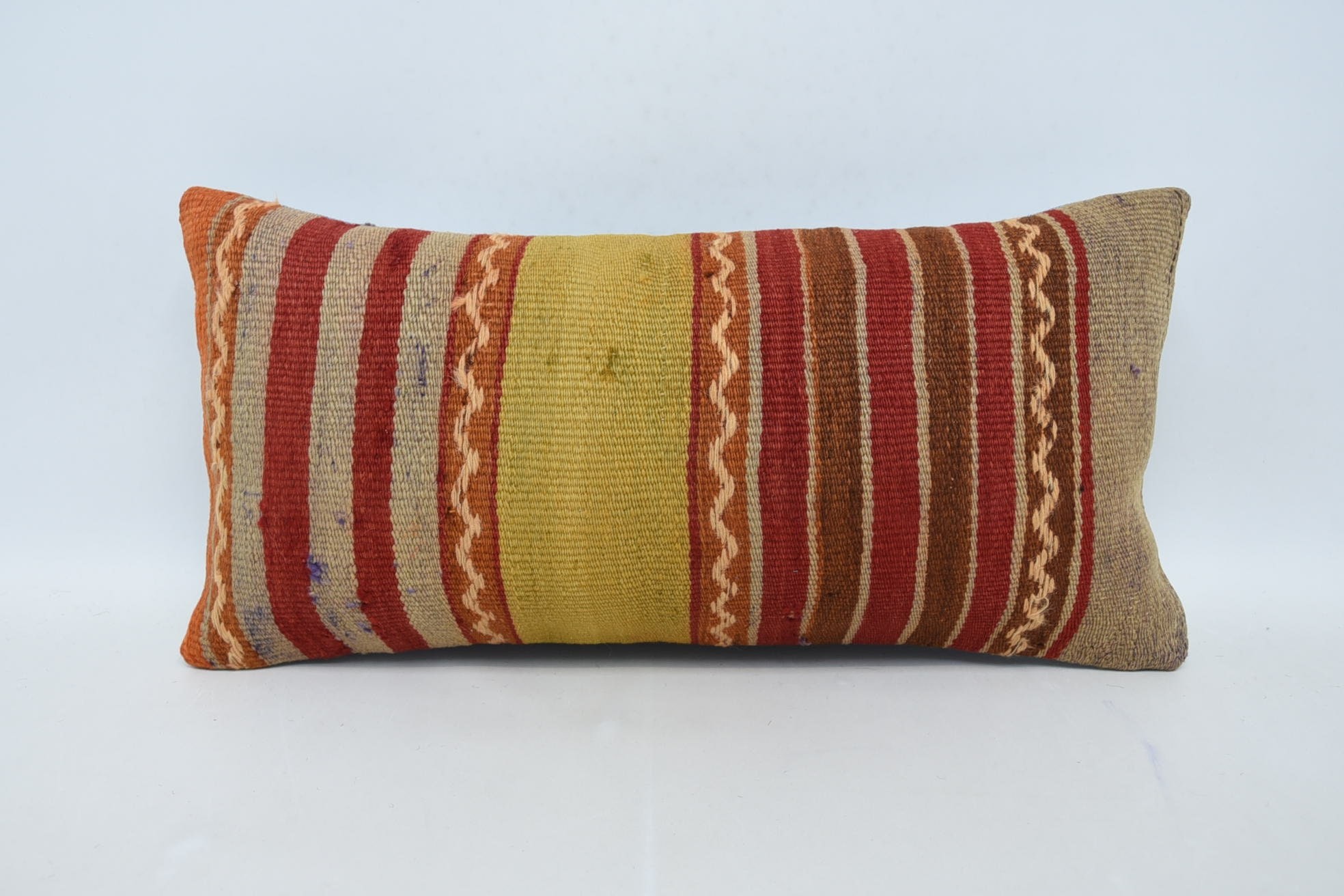 Vintage Pillow, Bolster Throw Pillow Sham, Ethnical Kilim Rug Pillow, Boho Pillow Sham Cover, 12"x24" Red Pillow Case