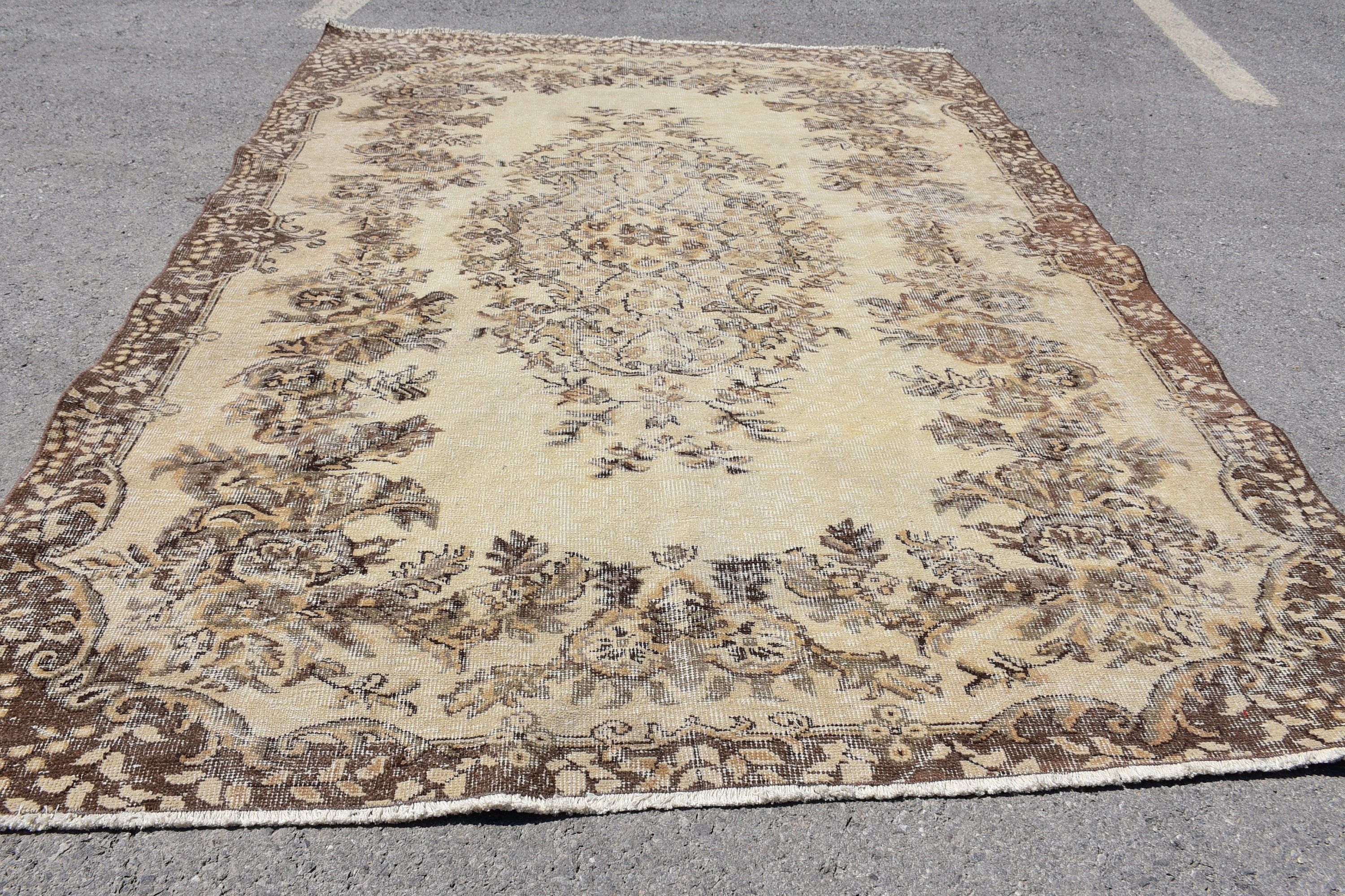 Vintage Rug, Living Room Rug, Handmade Rug, Floor Rugs, Rugs for Salon, Turkish Rug, Antique Rug, Dining Room Rug, 5.5x7.4 ft Large Rug