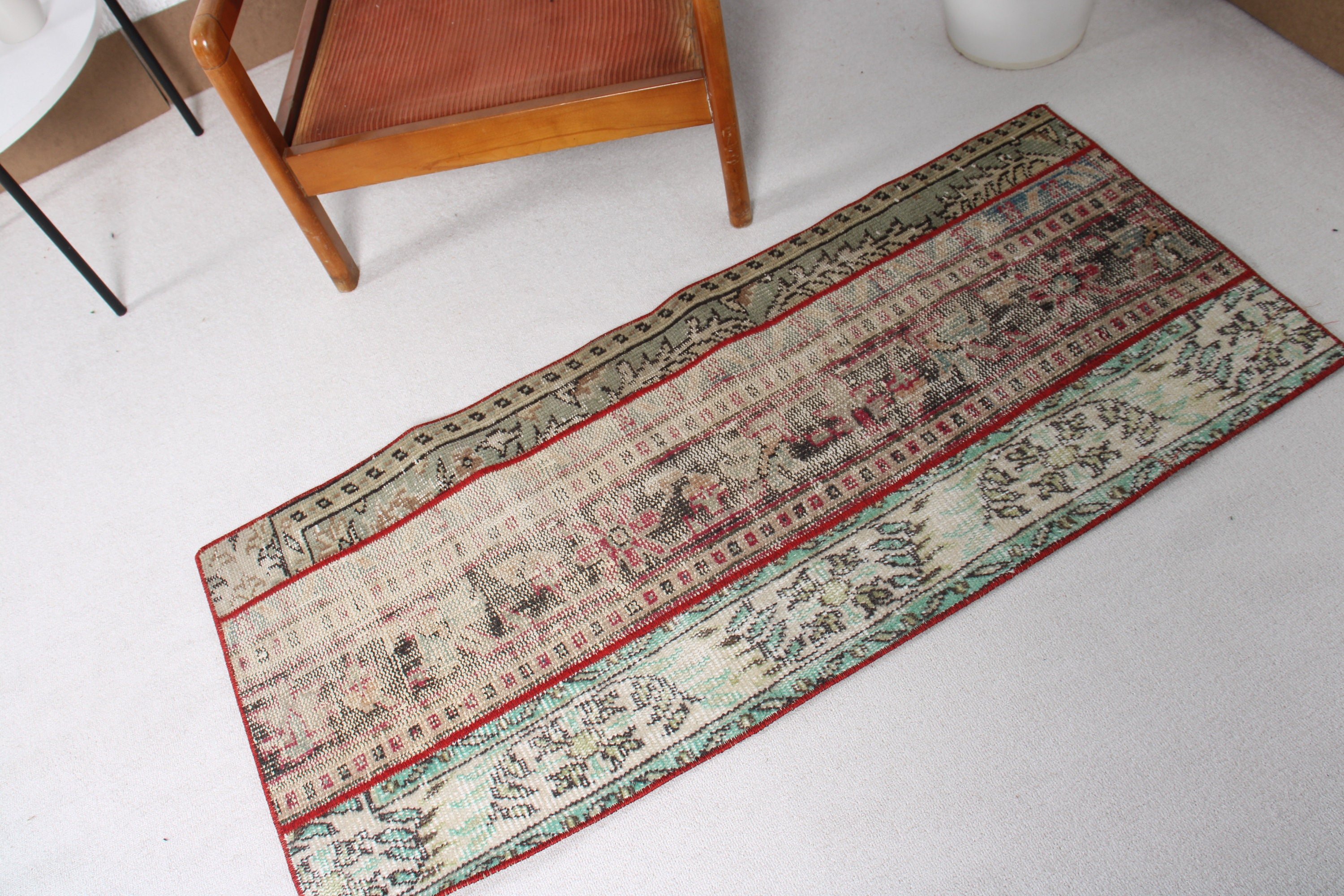 Door Mat Rugs, Luxury Rugs, Turkish Rugs, Vintage Rugs, Small Boho Rugs, Green Modern Rug, 2x4.8 ft Small Rugs, Bedroom Rug