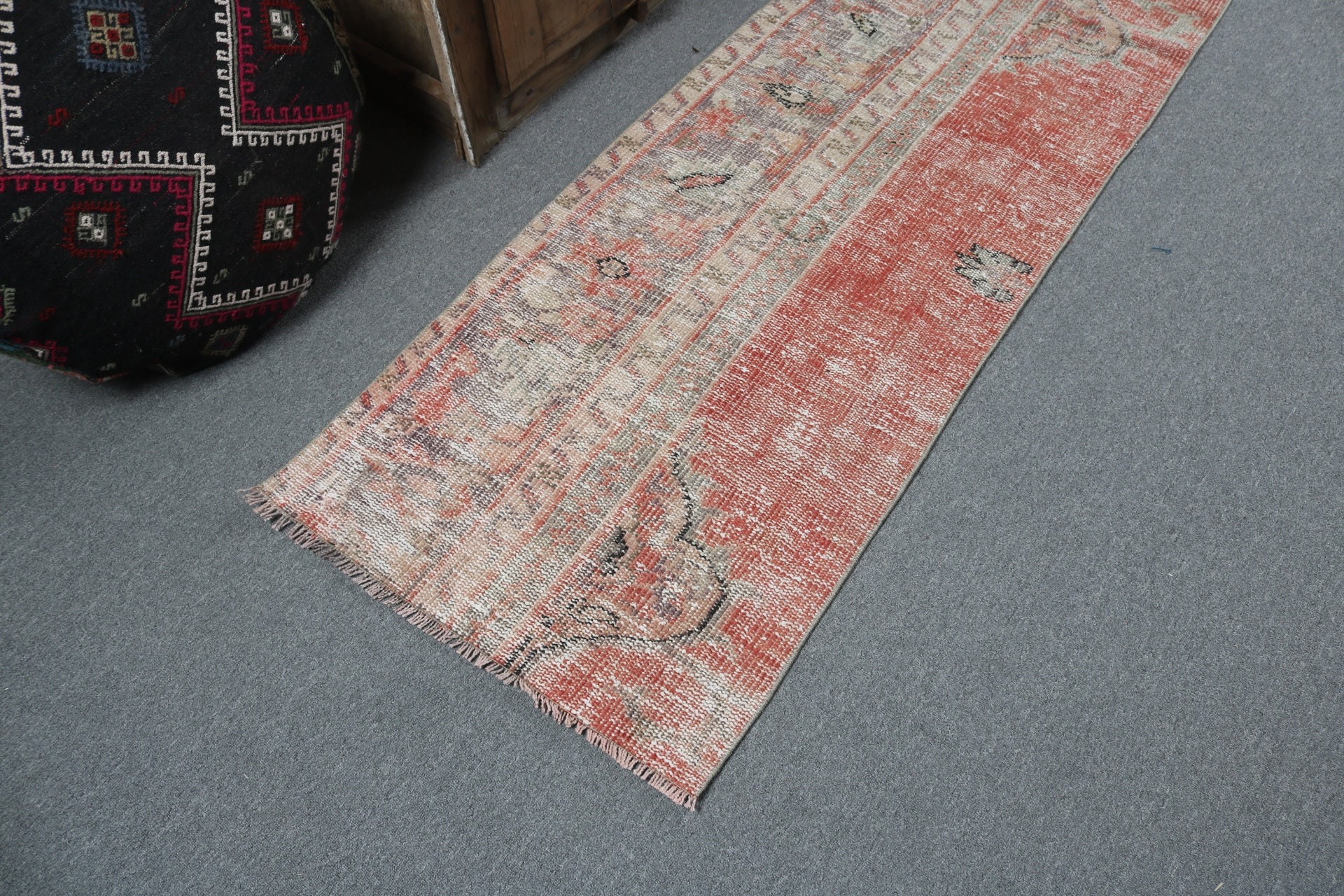 Boho Rug, Turkish Rug, 2.3x7.2 ft Runner Rug, Rugs for Long Runner, Vintage Rug, Long Runner Rug, Cool Rug, Home Decor Rugs, Red Modern Rug