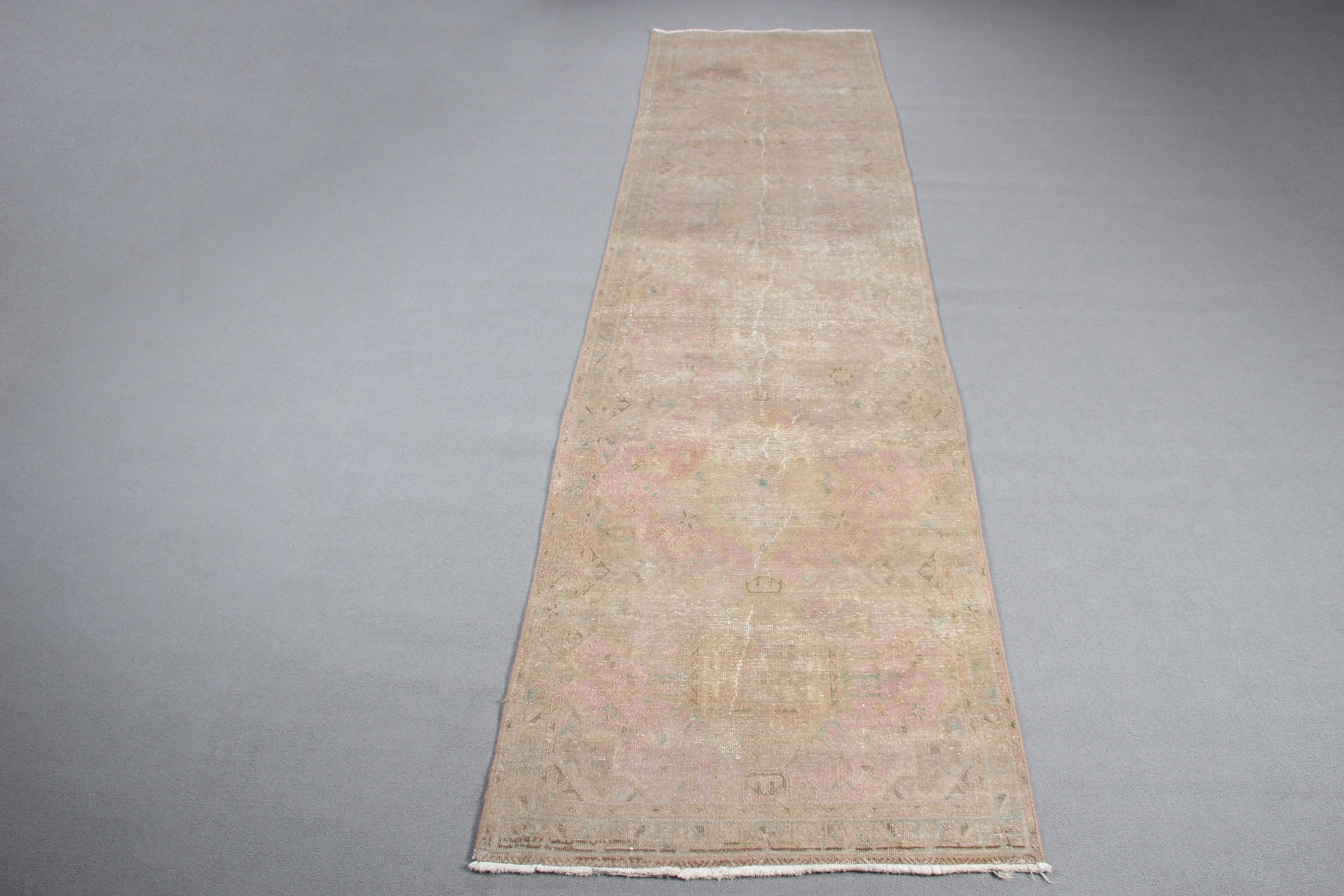 Rugs for Hallway, Vintage Runner Rug, Statement Rug, 3.2x12.6 ft Runner Rug, Beige Wool Rug, Vintage Rugs, Turkish Rug