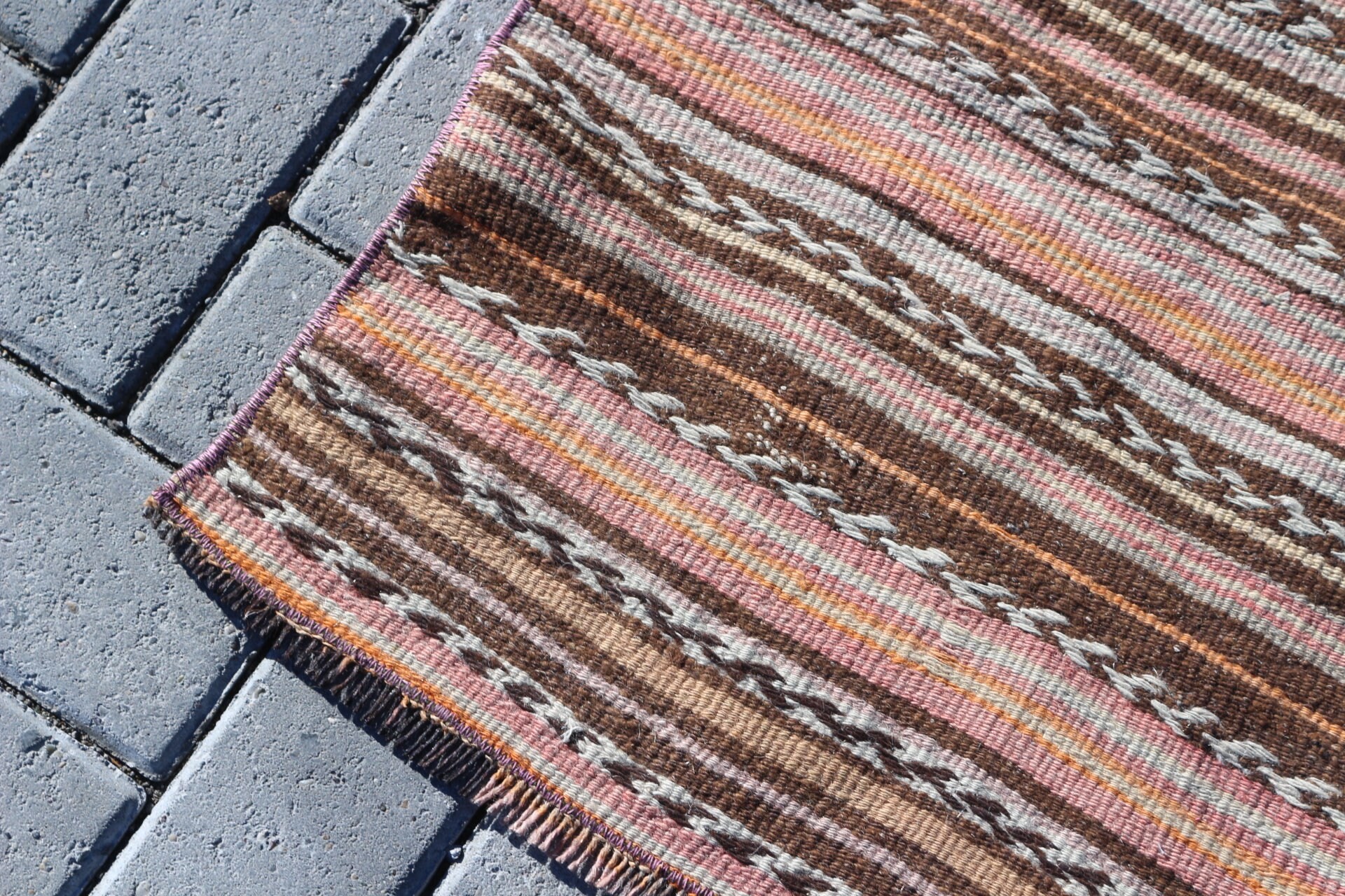 Car Mat Rug, Brown Moroccan Rugs, Wool Rug, Vintage Rug, Kilim, Old Rug, 2.6x5.3 ft Small Rugs, Rugs for Entry, Turkish Rug, Kitchen Rug