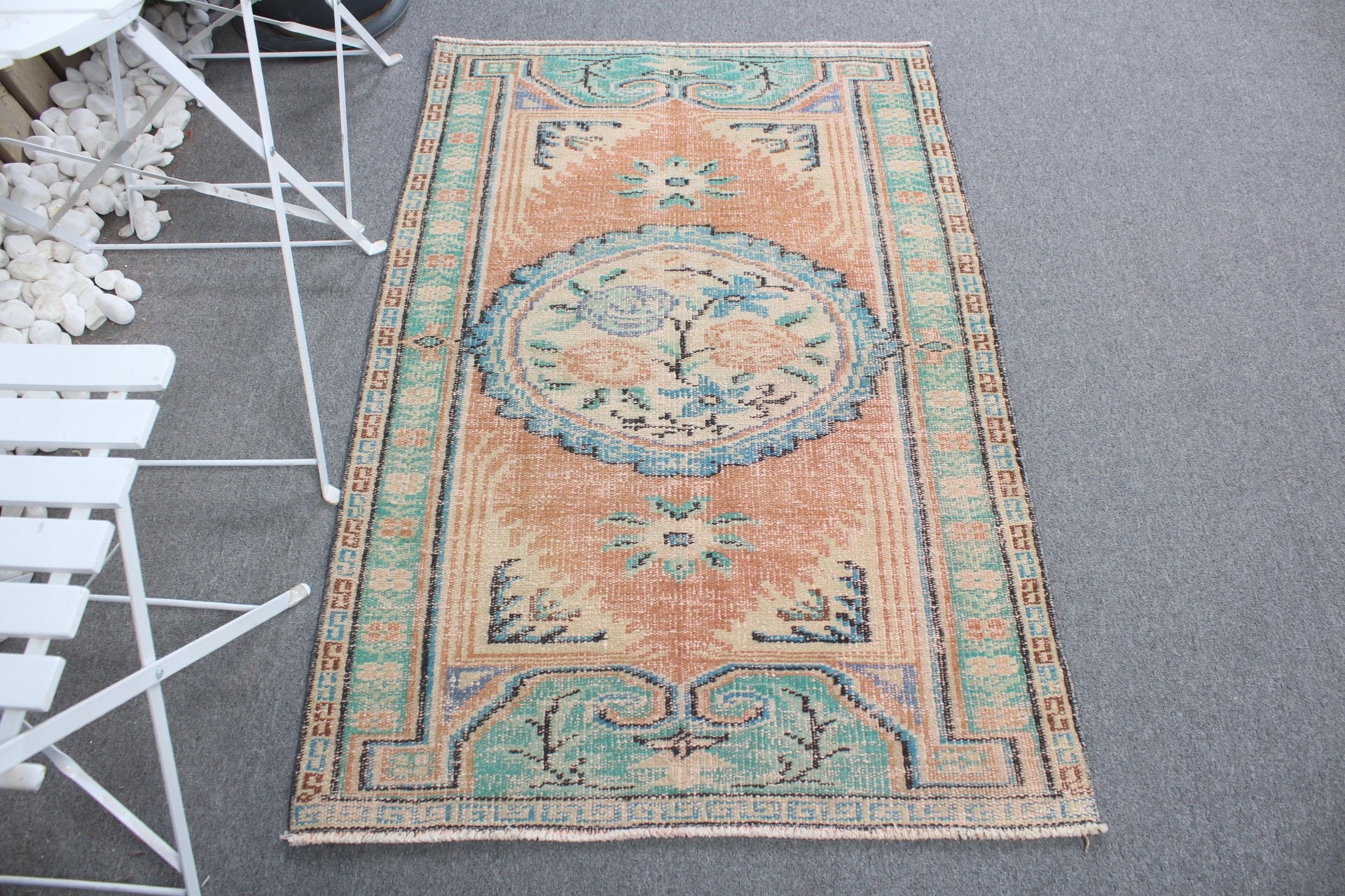 Antique Rug, Bohemian Rugs, Vintage Rug, Nursery Rug, Turkish Rug, 3x4.4 ft Small Rugs, Oriental Rugs, Car Mat Rug, Orange Anatolian Rugs