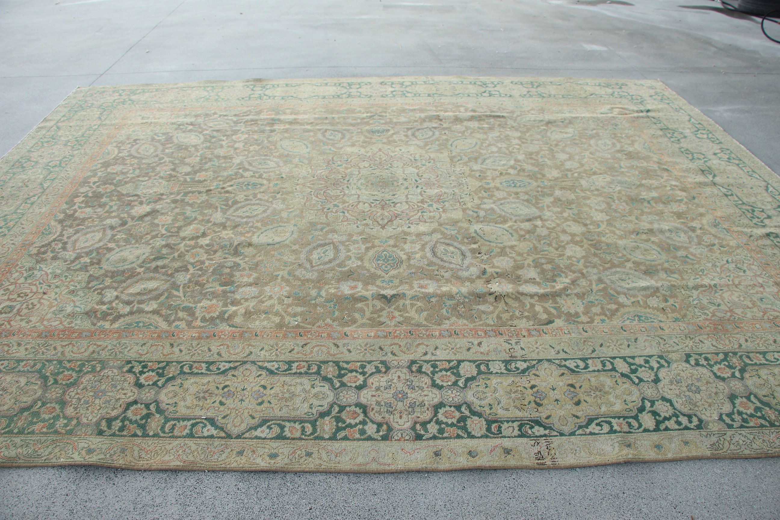 Green Bedroom Rug, Vintage Rugs, Boho Rug, Turkish Rugs, Oriental Rug, Dining Room Rugs, Floor Rug, 10.1x12.9 ft Oversize Rug, Saloon Rug