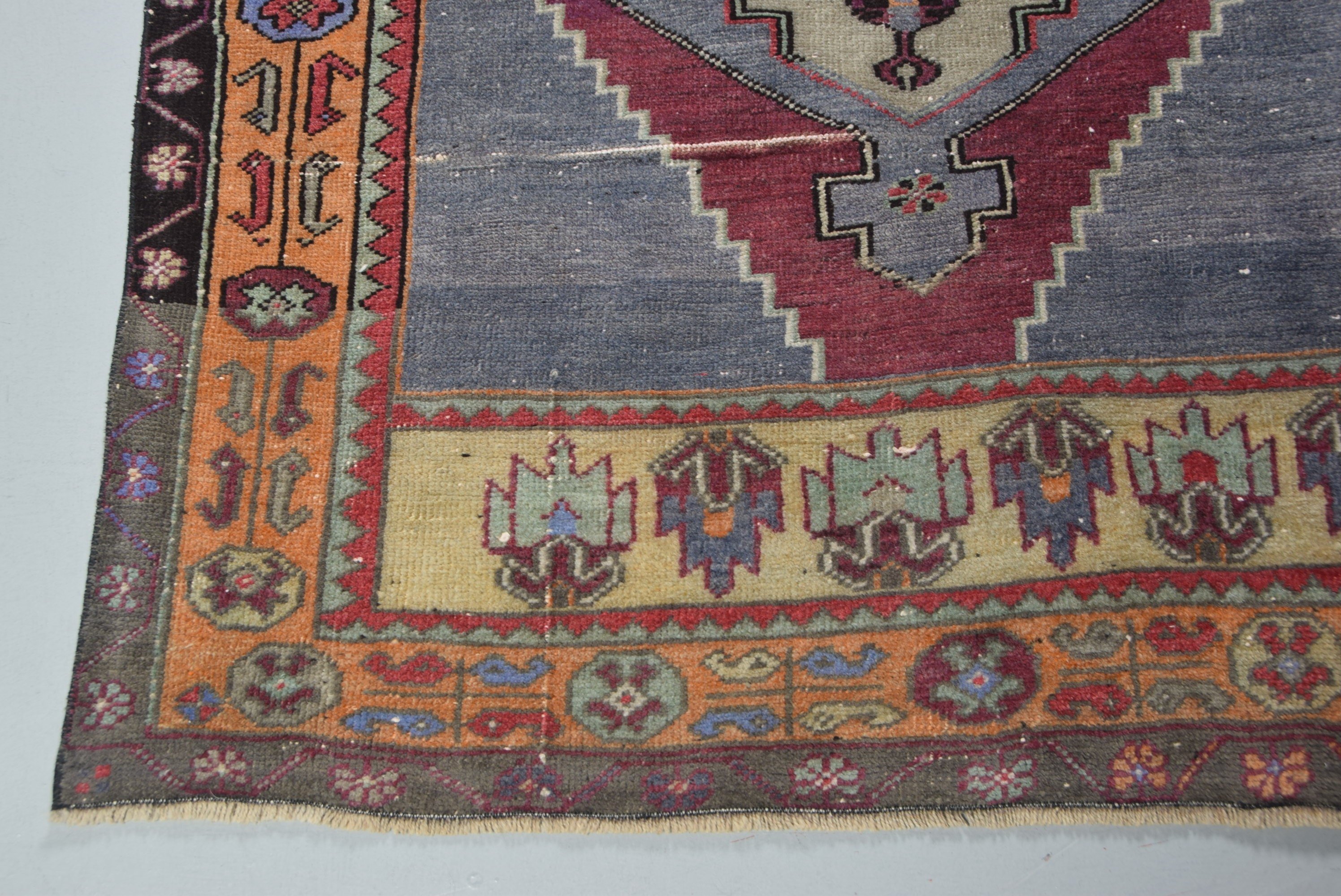 Orange Wool Rug, Nursery Rug, Vintage Rug, Anatolian Rugs, 3.4x4.7 ft Accent Rug, Wool Rugs, Rugs for Bedroom, Bedroom Rug, Turkish Rugs