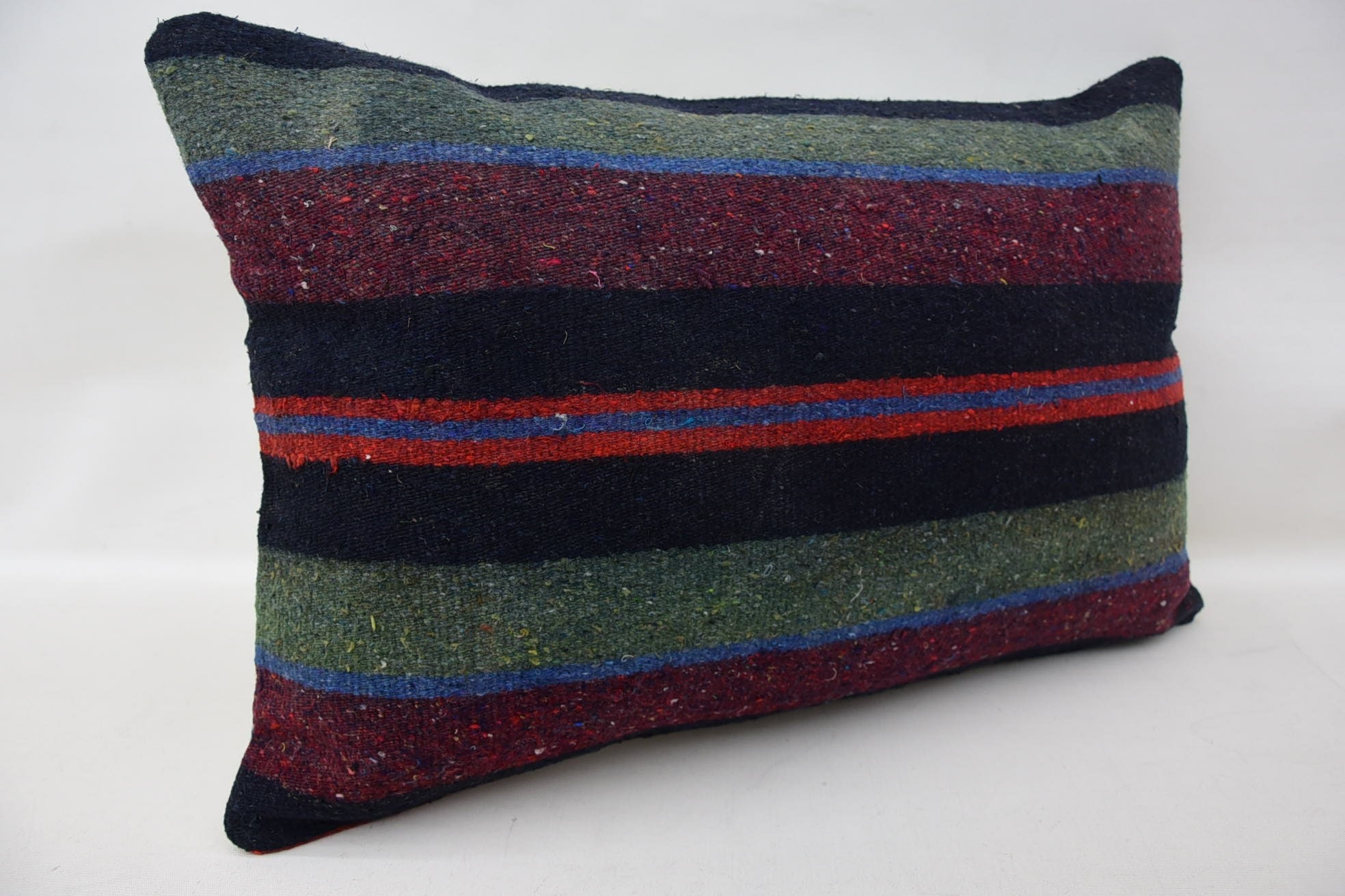 Ethnical Kilim Rug Pillow, 16"x24" Green Pillow, Cotton Pillow, Bright Pillow, Meditation Pillow, Turkish Kilim Pillow, Gift Pillow
