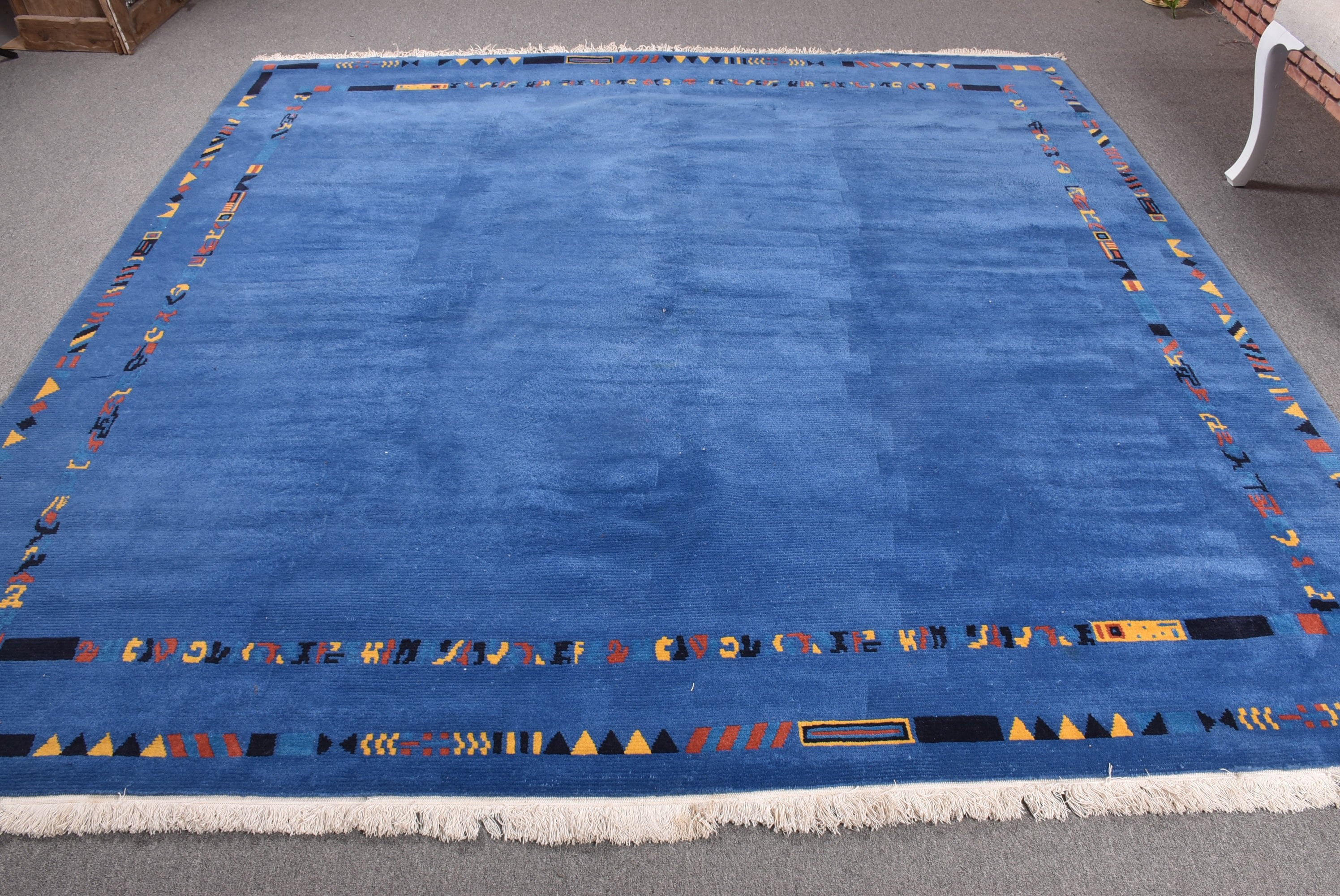 Wool Rug, Vintage Rugs, Large Oushak Rug, Blue Modern Rug, 8.1x8 ft Large Rug, Dining Room Rugs, Turkish Rugs, Neutral Rugs, Ethnic Rug