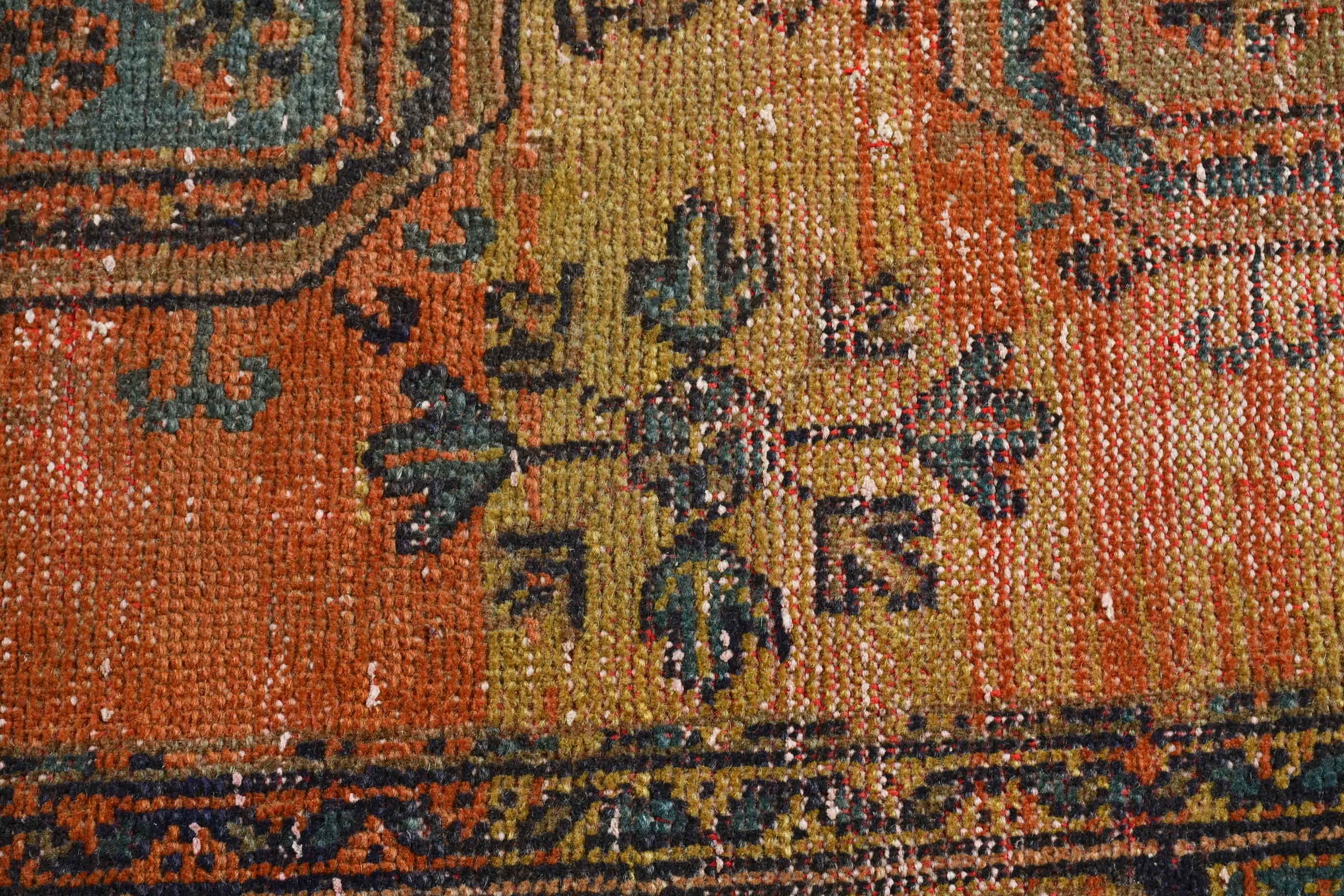 Turkish Rug, Oushak Rugs, Rugs for Corridor, Vintage Rug, Stair Rug, Orange Oriental Rug, 3.8x11.3 ft Runner Rugs, Kitchen Rug, Wool Rug