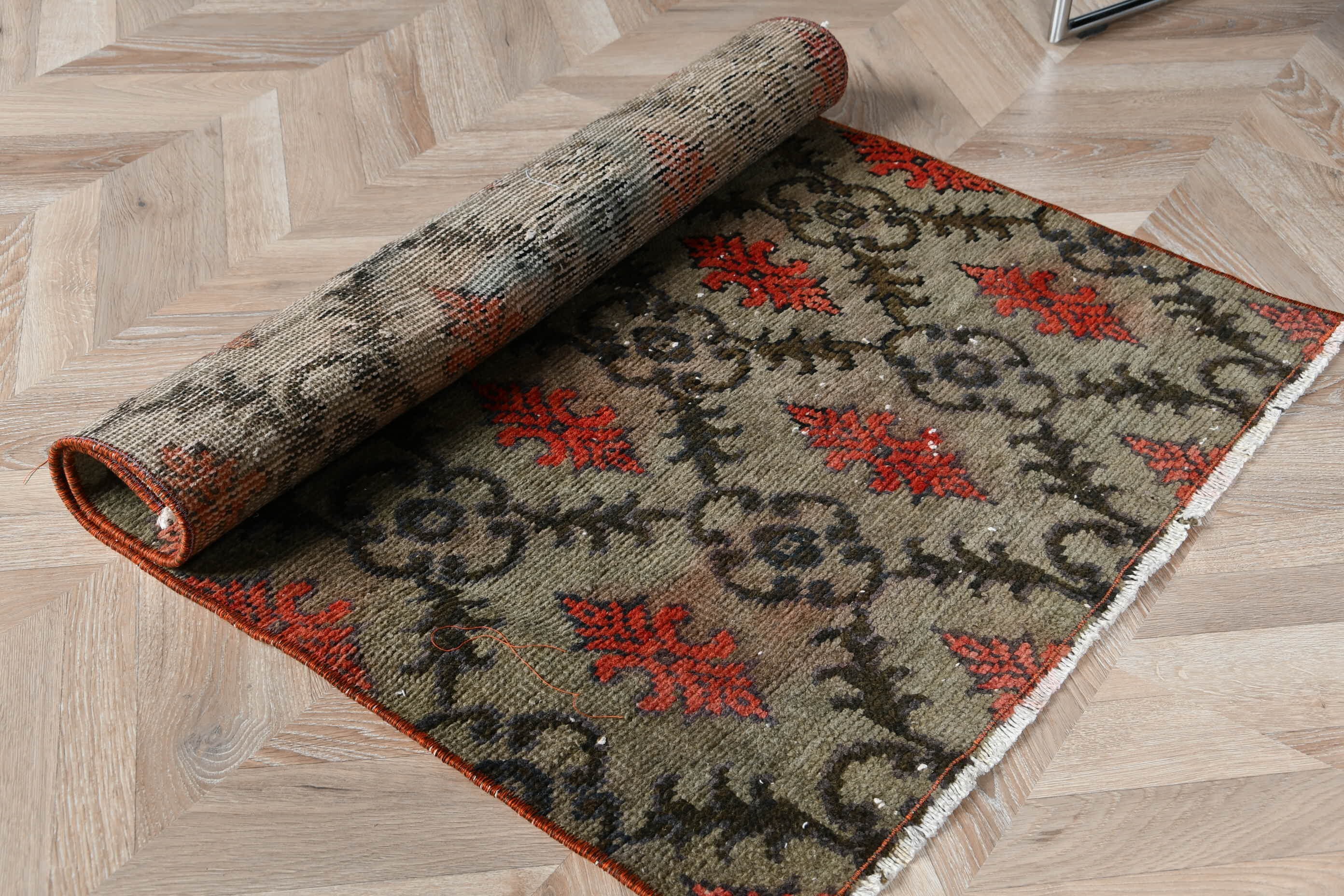 2.6x3.5 ft Small Rugs, Brown Kitchen Rugs, Turkish Rugs, Rugs for Entry, Car Mat Rugs, Ethnic Rug, Vintage Rug, Antique Rug