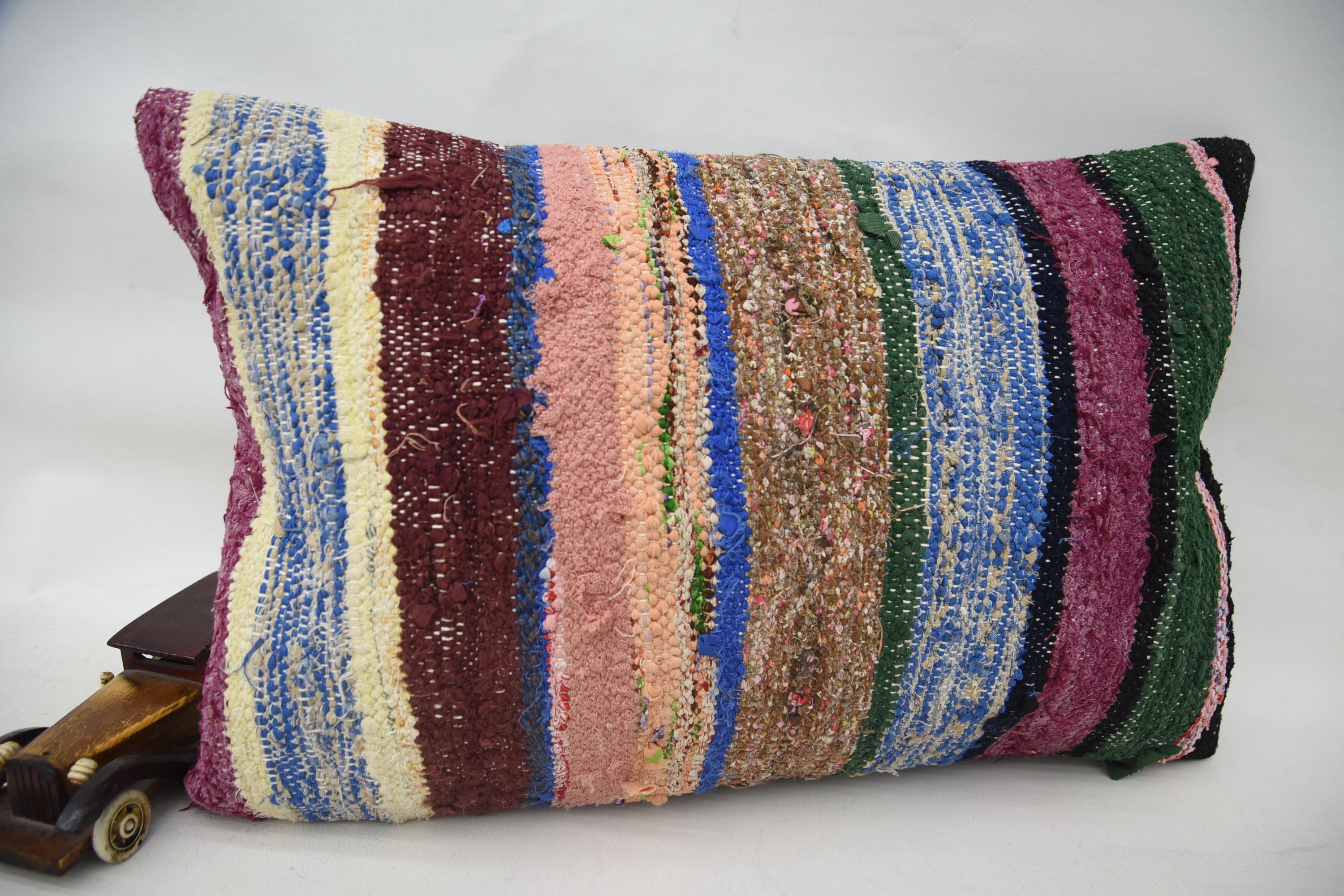 Pillow for Sofa, Outdoor Bolster Pillow Sham, Home Decor Pillow, 16"x24" Pink Pillow Sham, Neutral Throw Cushion, Kilim Pillow