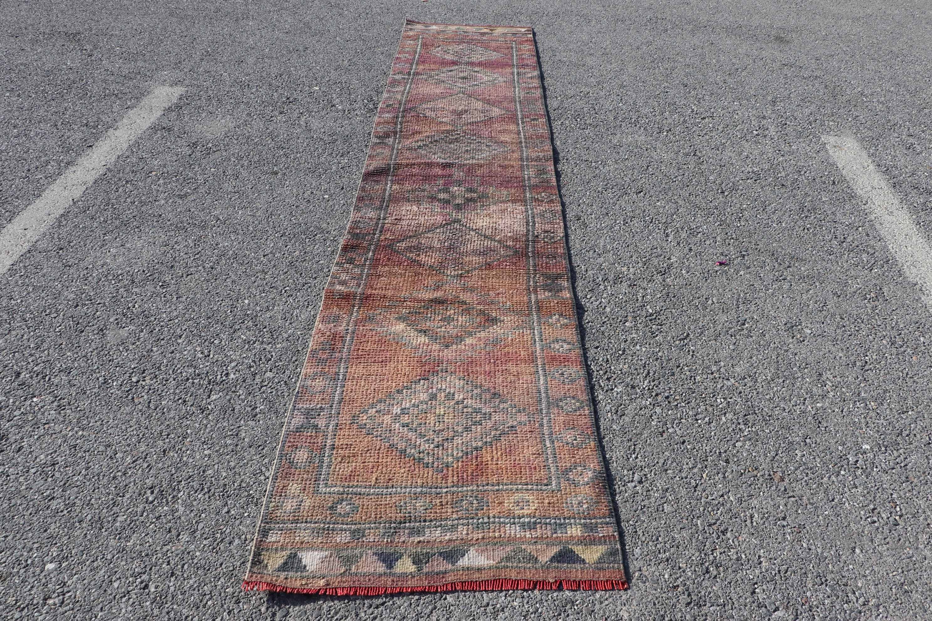 Vintage Rug, Purple Moroccan Rug, Antique Rug, Stair Rug, Turkish Rug, Oriental Rug, Rugs for Corridor, 2.4x11.4 ft Runner Rugs, Boho Rug