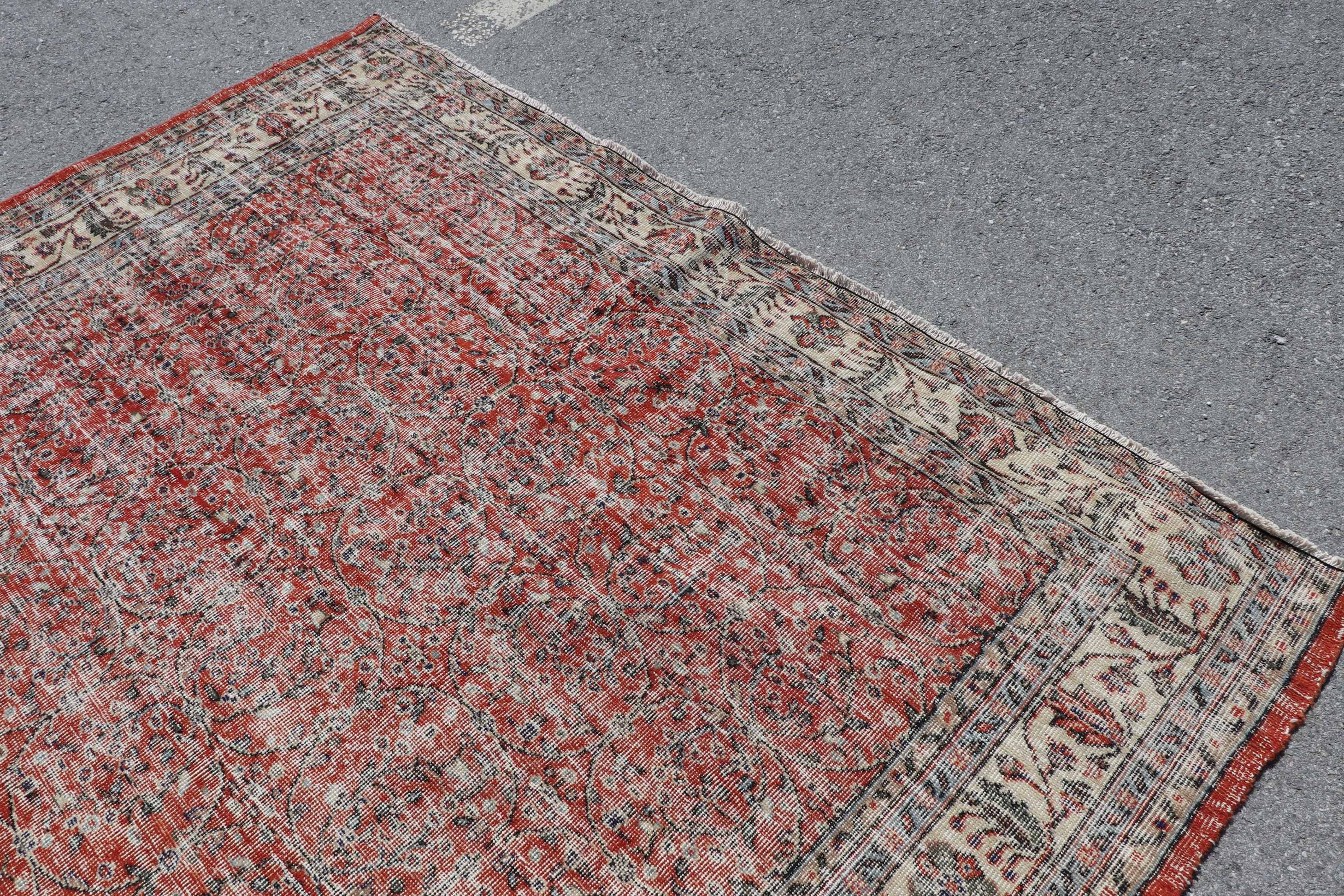 Turkish Rug, Red Cool Rug, 7.3x10.8 ft Oversize Rugs, Cool Rug, Rugs for Saloon, Anatolian Rug, Vintage Rug, Saloon Rugs, Dining Room Rug