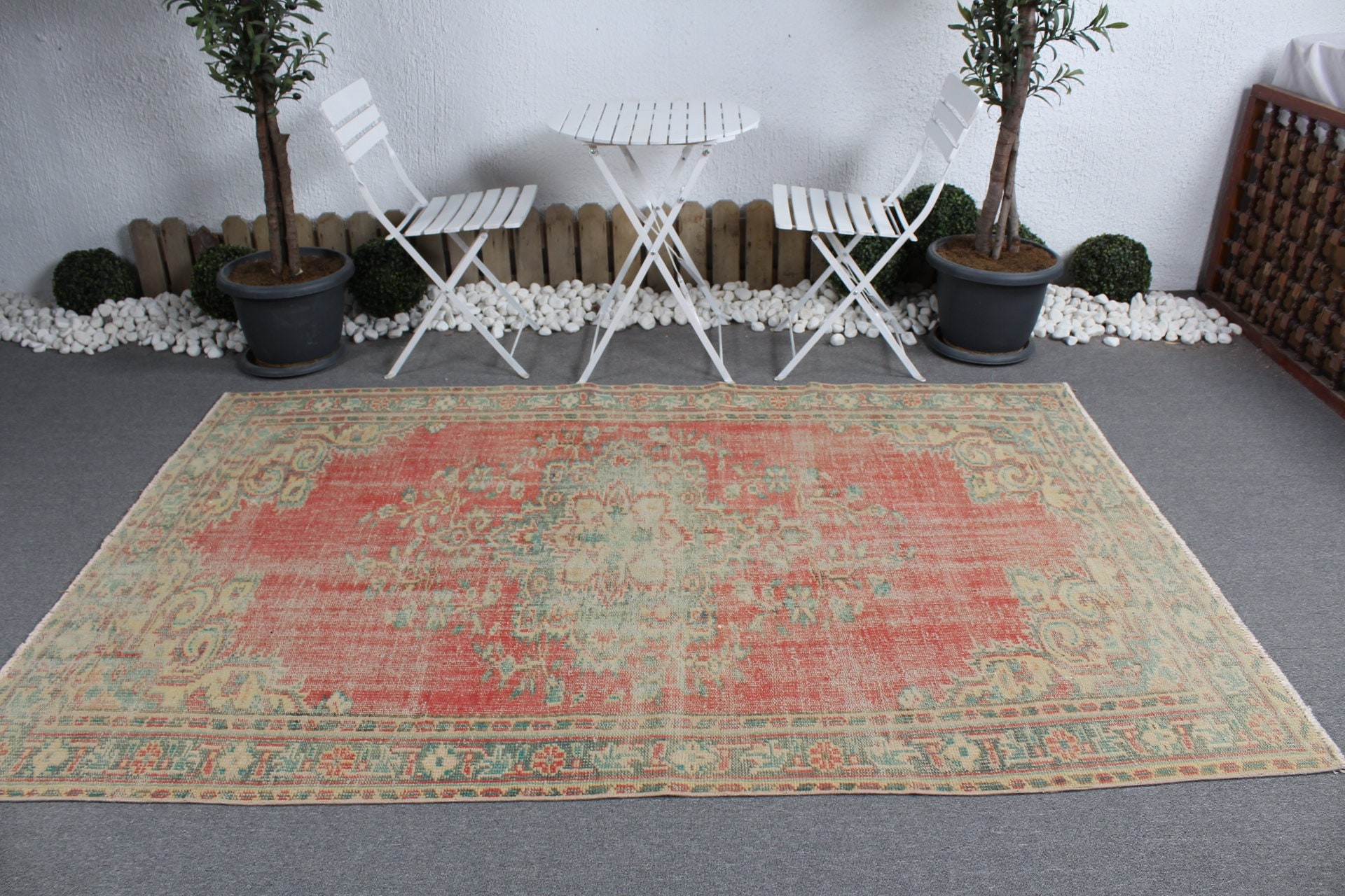 Turkish Rug, Anatolian Rug, Salon Rug, Red Kitchen Rugs, 5.3x8 ft Large Rug, Wool Rug, Rugs for Dining Room, Bedroom Rugs, Vintage Rug