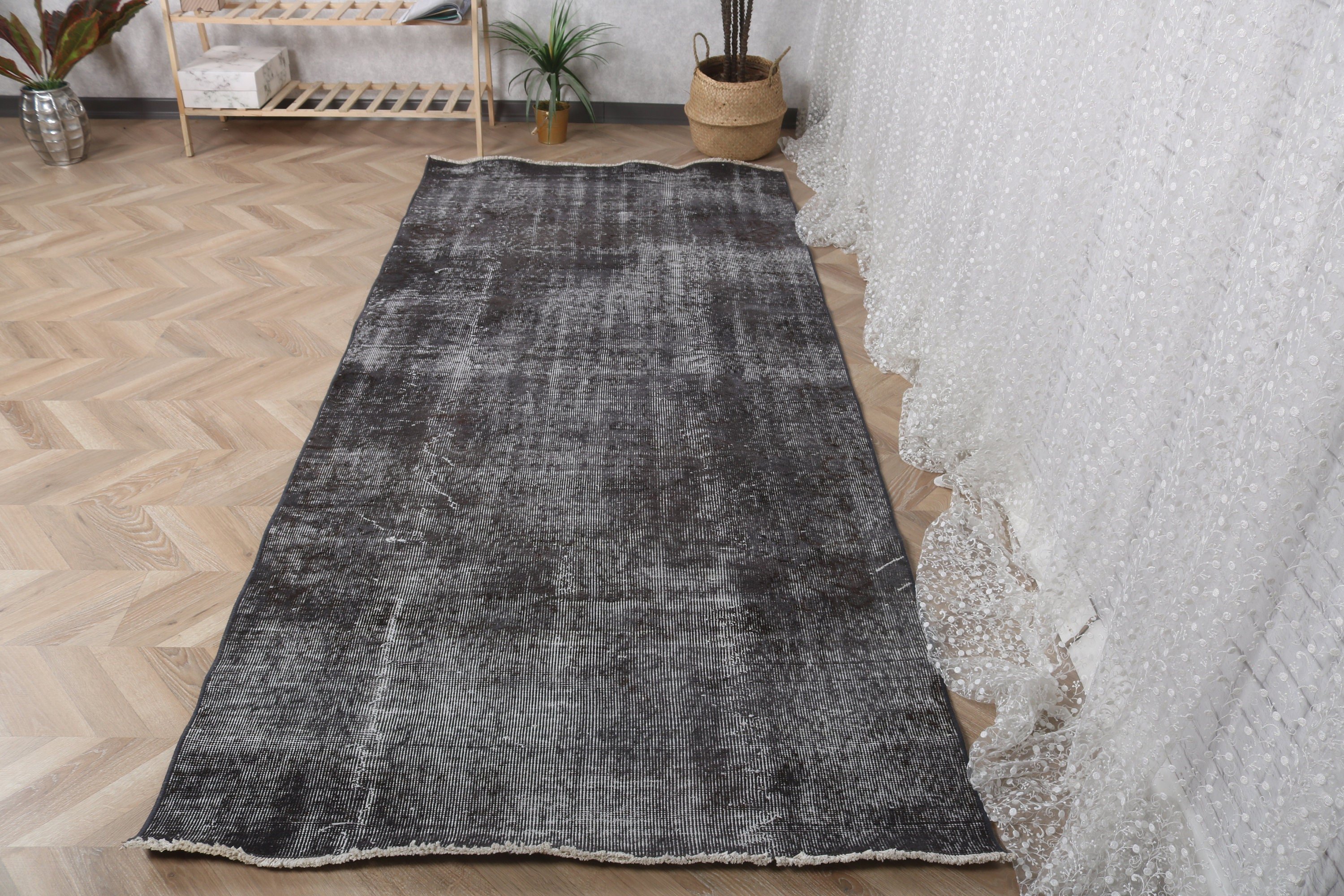 Flatweave Rugs, 3.9x8.8 ft Area Rugs, Floor Rugs, Black Wool Rugs, Turkish Rugs, Vintage Rugs, Outdoor Rug, Bedroom Rug, Kitchen Rug