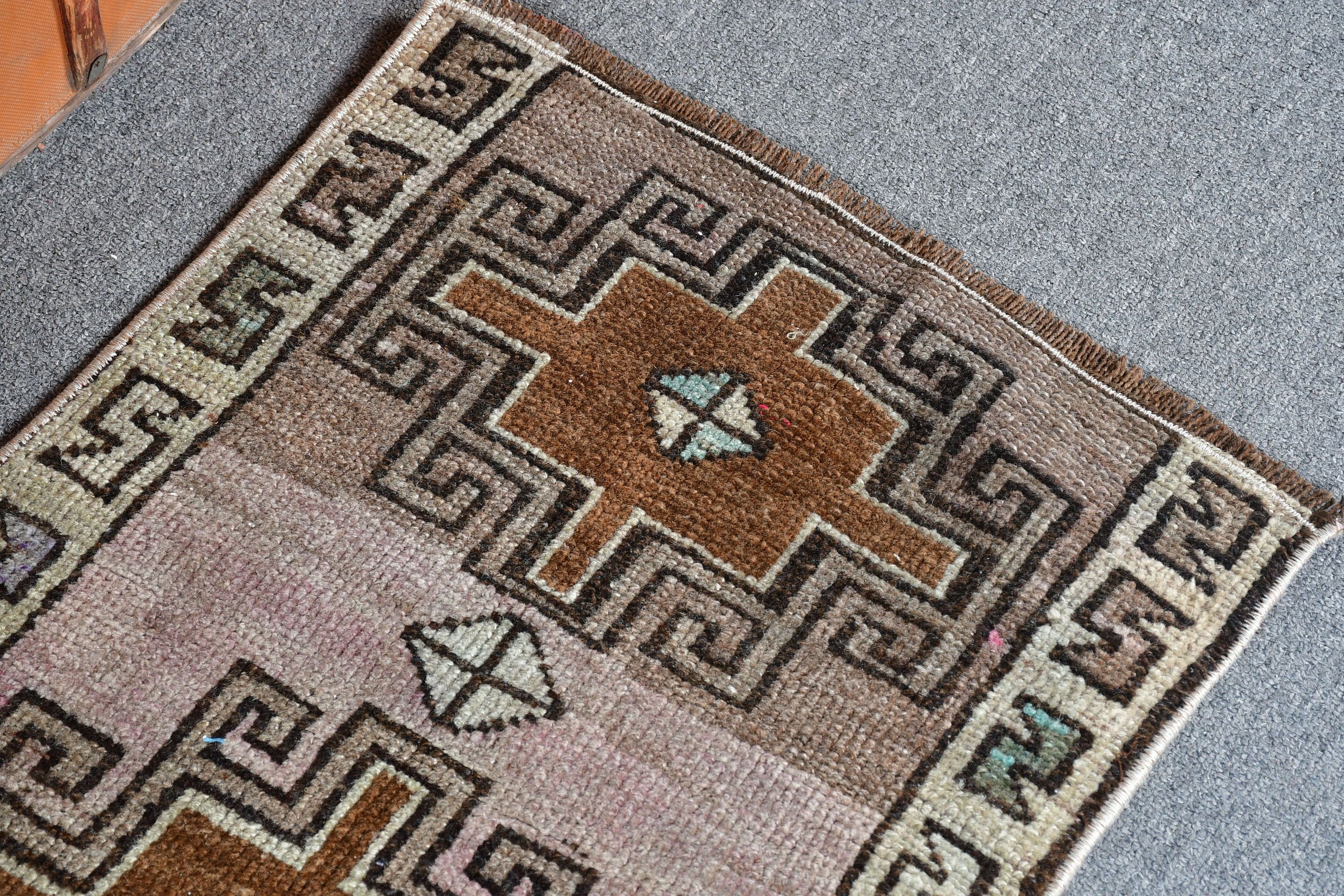 1.5x2 ft Small Rug, Floor Rug, Entry Rug, Rugs for Bedroom, Anatolian Rugs, Kitchen Rugs, Brown Cool Rug, Vintage Rugs, Turkish Rugs