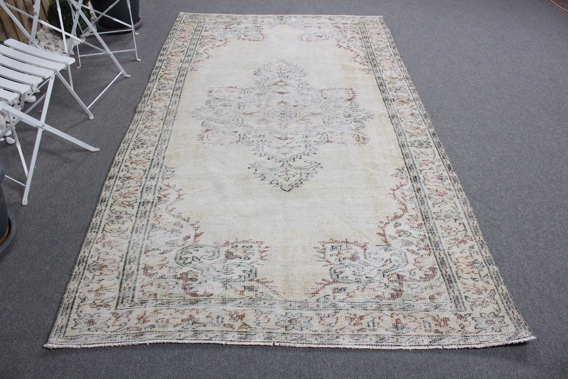 Anadolu Halısı, 5.1x8.6 ft Büyük Halı, Bej Anadolu Halısı, Oturma Odası Halısı, Salon Halısı, Vintage Halılar, Türk Halısı, Yer Halısı, Sanat Halısı