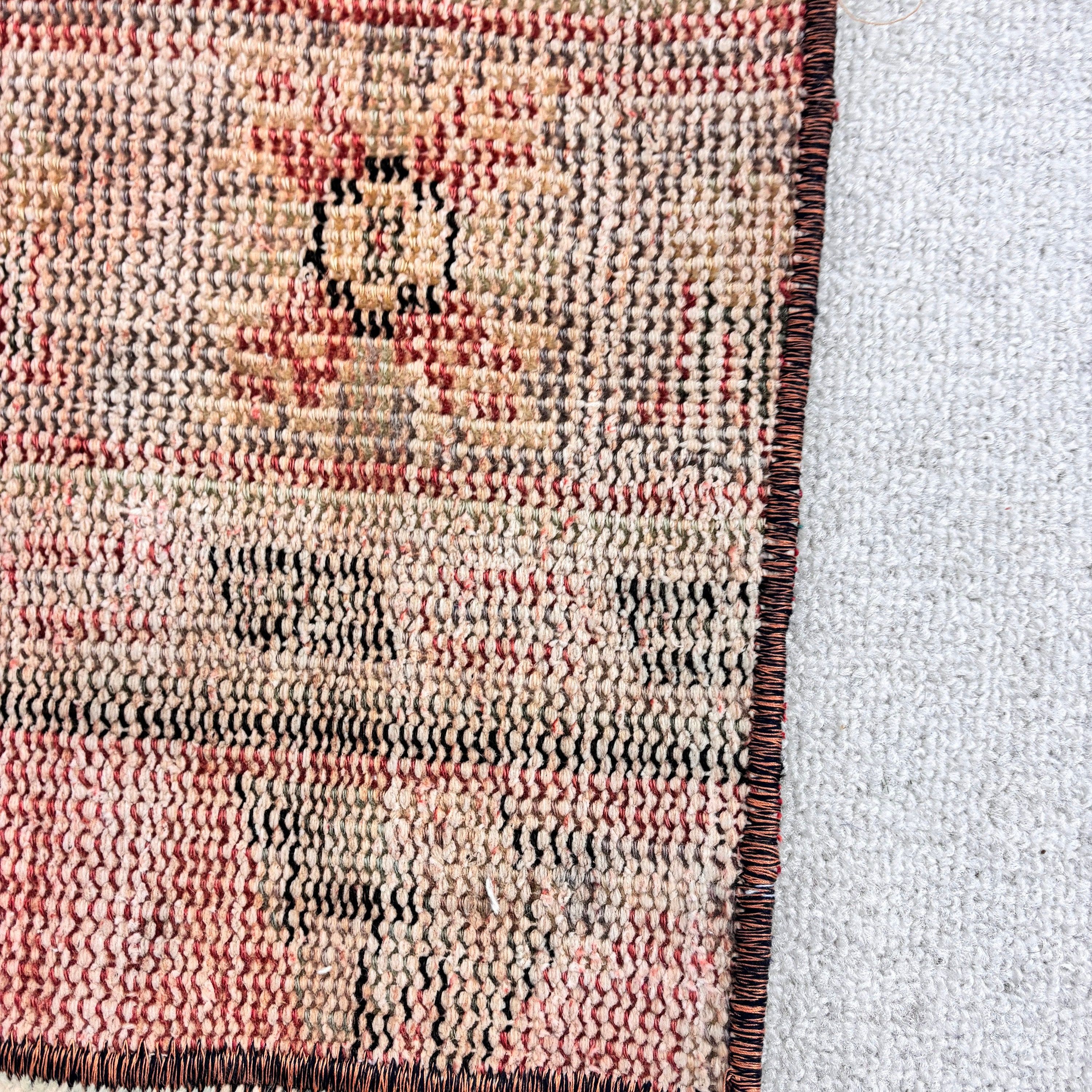 Red Luxury Rug, Turkish Rug, 3x3 ft Small Rug, Small Boho Rugs, Flatweave Rugs, Handmade Rugs, Vintage Rug, Small Area Rugs, Neutral Rugs