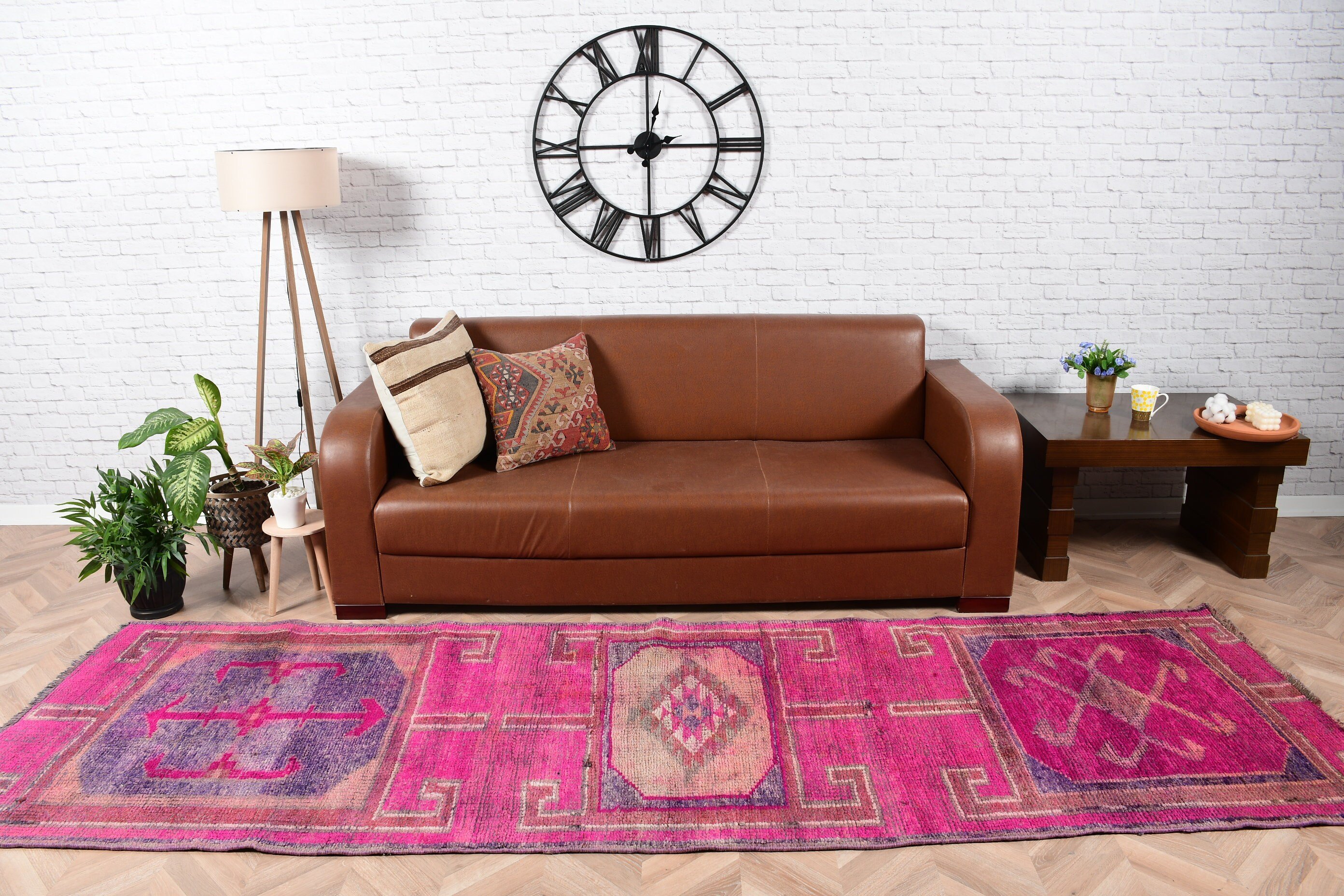 Vintage Halı, Pembe Yatak Odası Halısı, Koridor Halısı, 3.3x10.6 ft Runner Halısı, Koridor Halıları, Türk Halıları, Oushak Halısı, Koridor Halıları, Yer Halısı