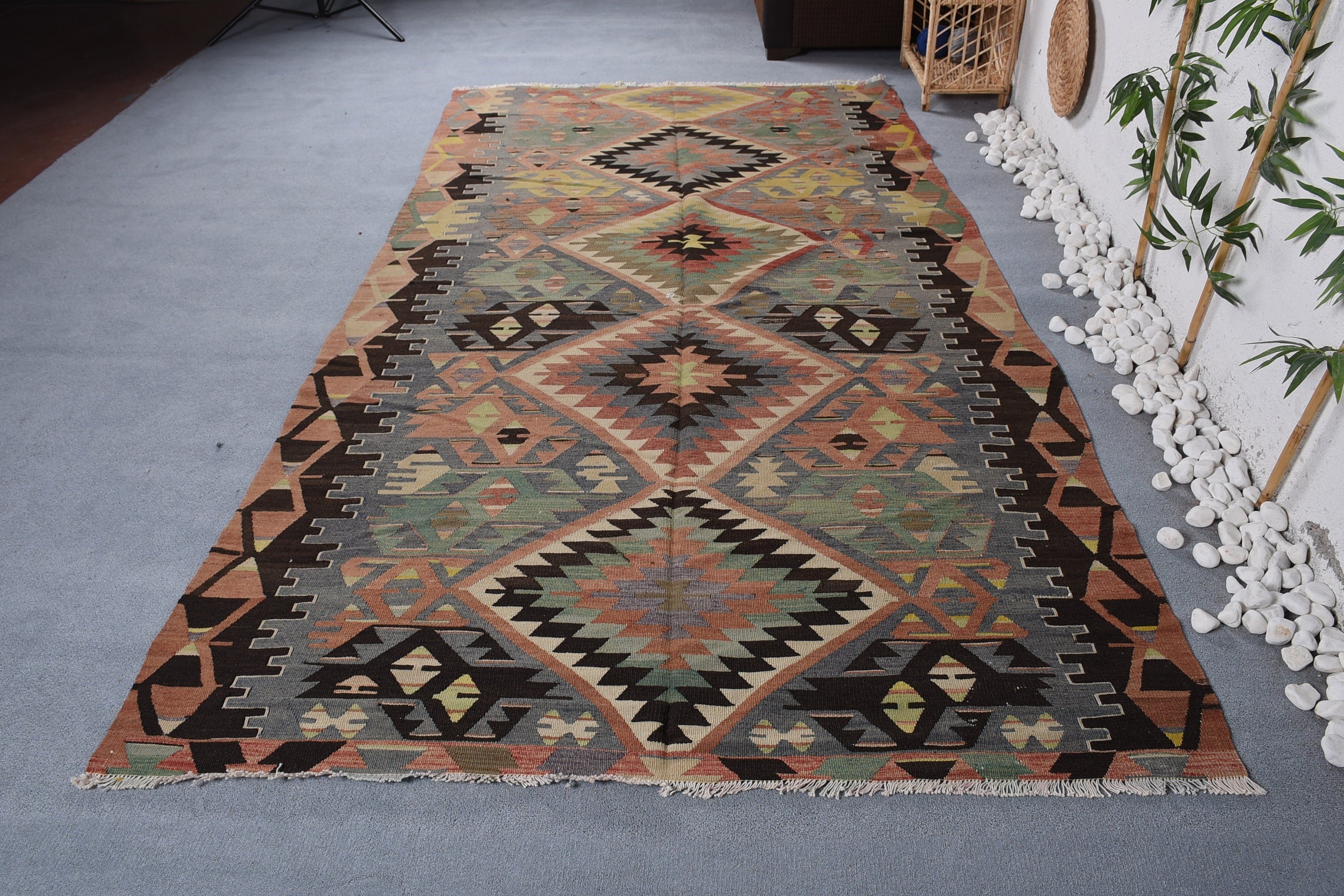 Living Room Rugs, Cool Rug, Bedroom Rugs, Distressed Rug, Rugs for Salon, Kilim, 5.2x9.6 ft Large Rug, Vintage Rugs, Turkish Rug, Floor Rug